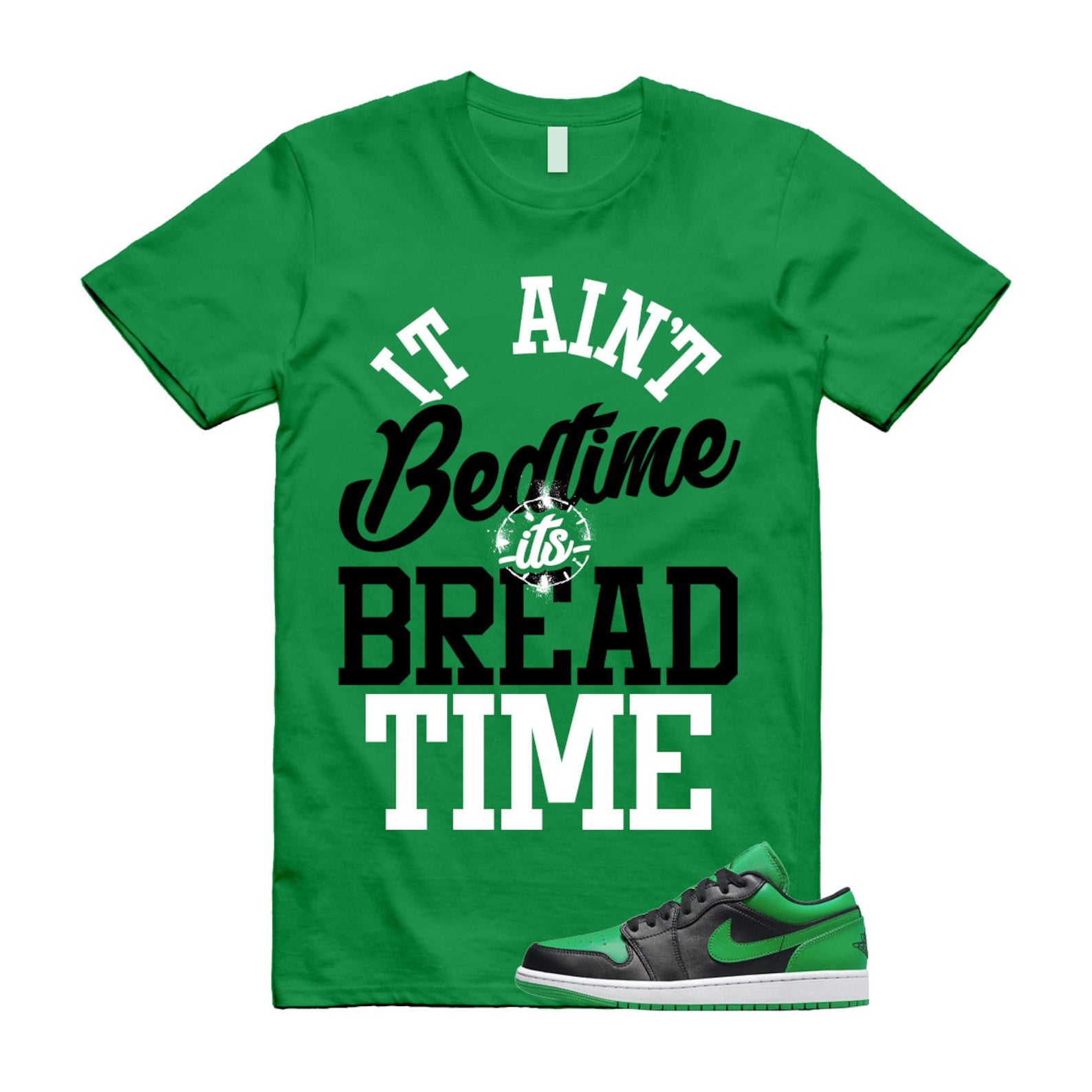 BT T Shirt to match Air J 1 Low Lucky Green Black White ,553558-065 T-Shirt, Sneaker Match Tee