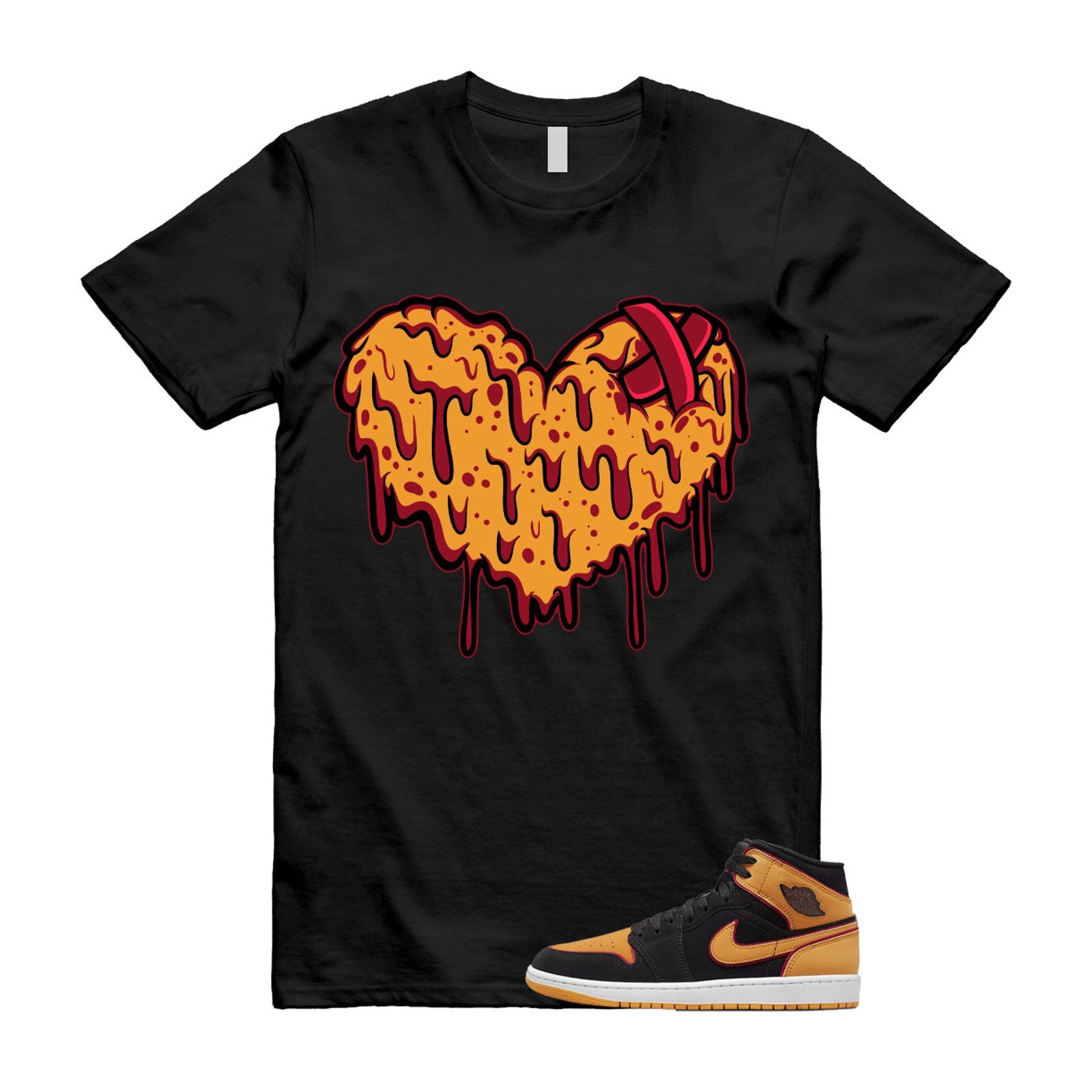 Vivid Orange Fat Tongue Black Cardinal Red 1 Mid T Shirt Match DRHRT ,FJ4924-008 T-Shirt, Sneaker Match Tee
