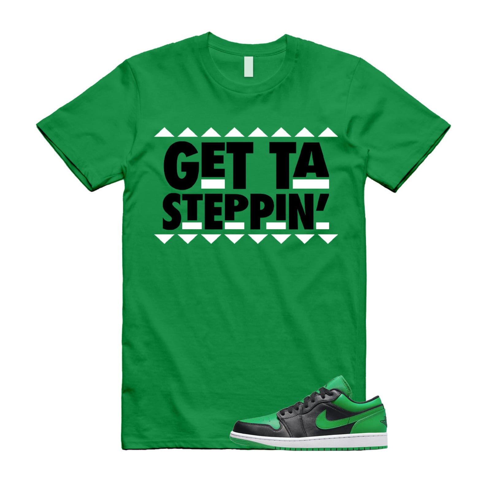 GET T Shirt to match Air J 1 Low Lucky Green Black White ,553558-065 T-Shirt, Sneaker Match Tee