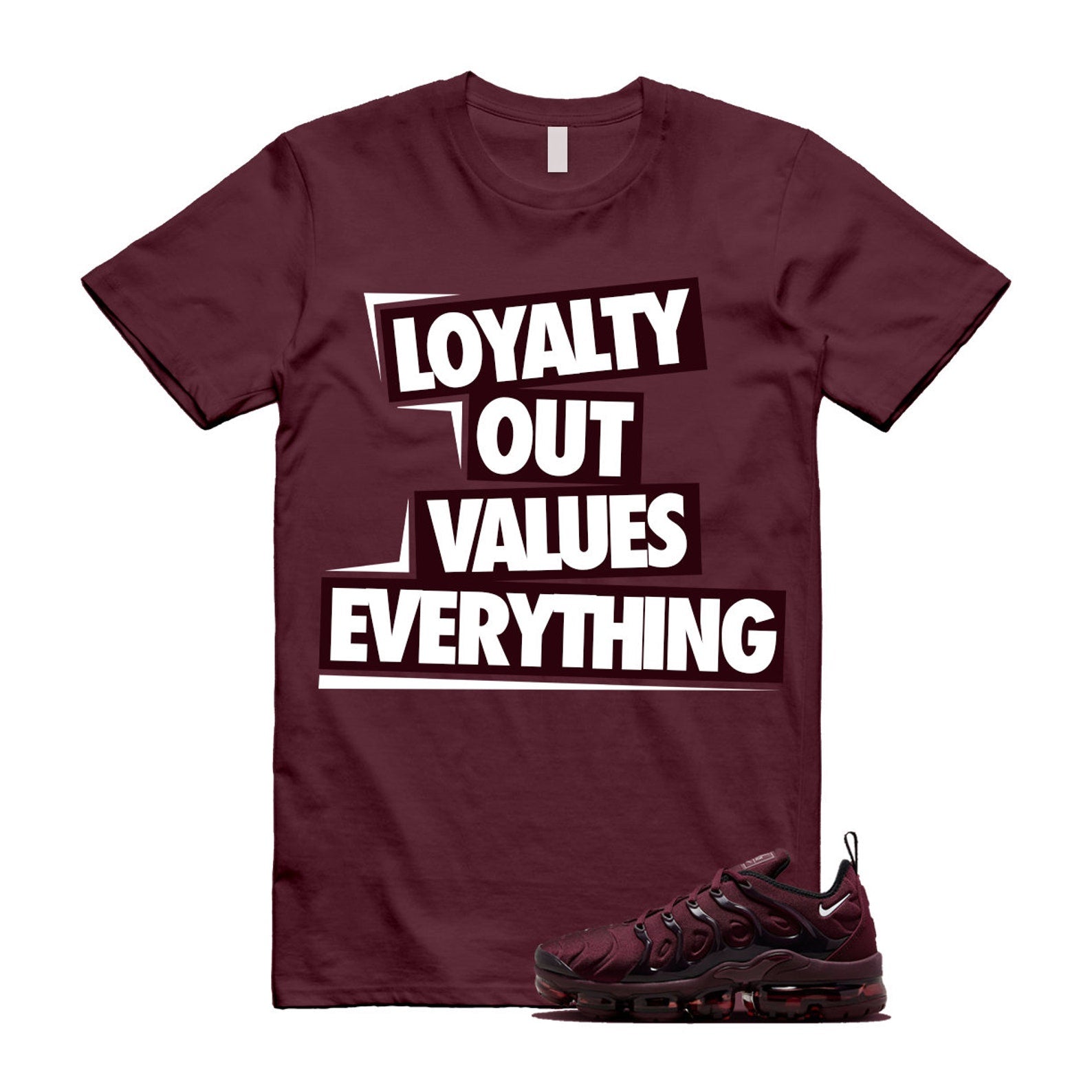 VaporMax Night Maroon Burgundy Cedar White Black Plus Air T Shirt Match LOVE ,FN6850-681 T-Shirt, Sneaker Match Tee