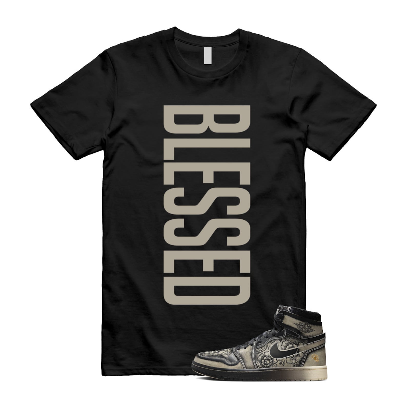 Día De Muertos 1 High Zoom Air CMFT 2 Pale Ivory Black Day Of The Dead T Shirt Match VERTBLS T-Shirt, Sneaker Match Tee