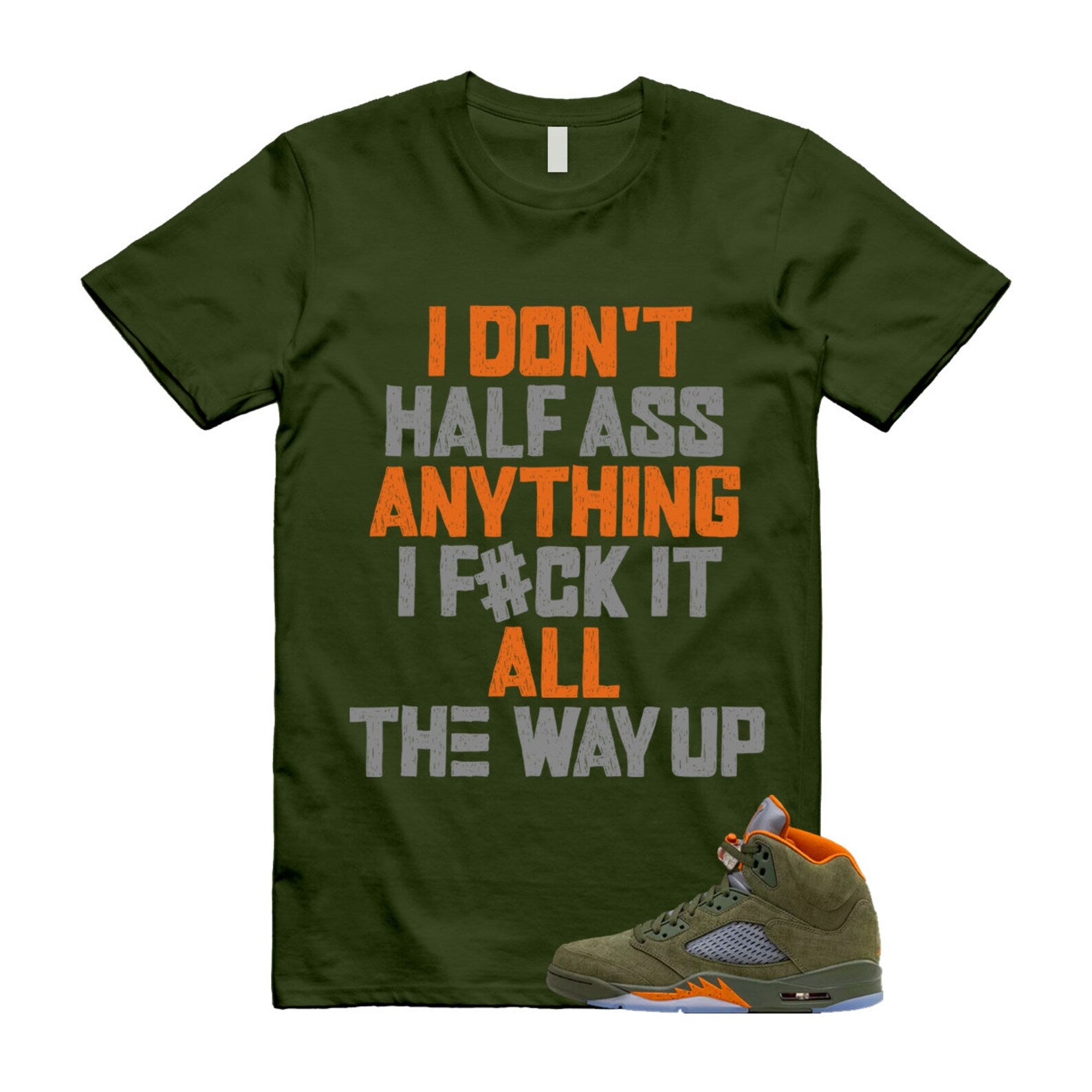 5 Olive Army Solar Orange Black Retro T Shirt Match HALF, DD0587-308 T-Shirt, Sneaker Match Tee
