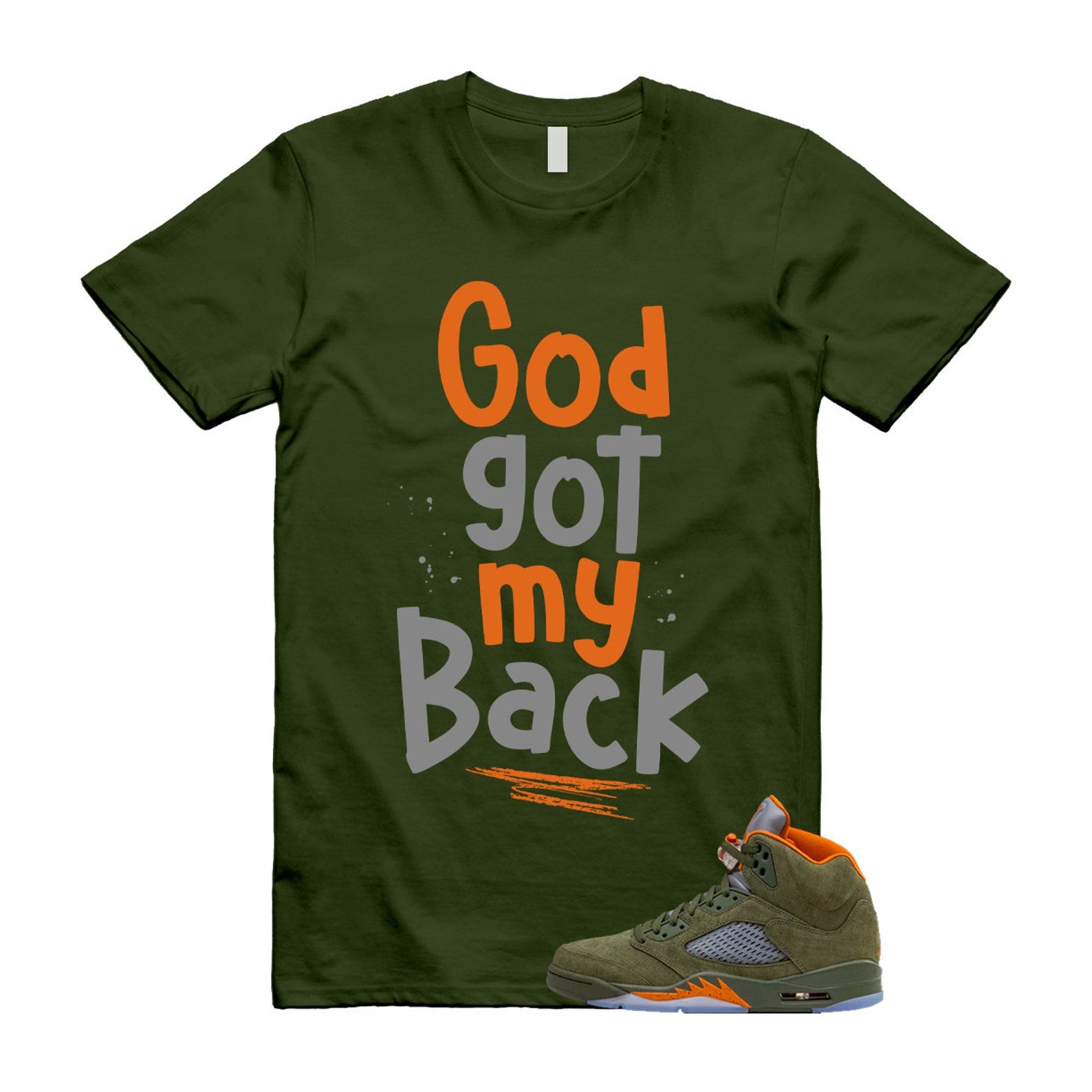 5 Olive Army Solar Orange Black Retro T Shirt Match GOD, DD0587-308 T-Shirt, Sneaker Match Tee