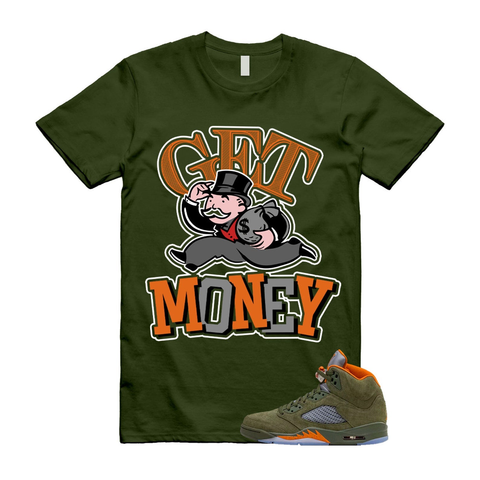 5 Olive Army Solar Orange Black Retro T Shirt Match GM, DD0587-308 T-Shirt, Sneaker Match Tee