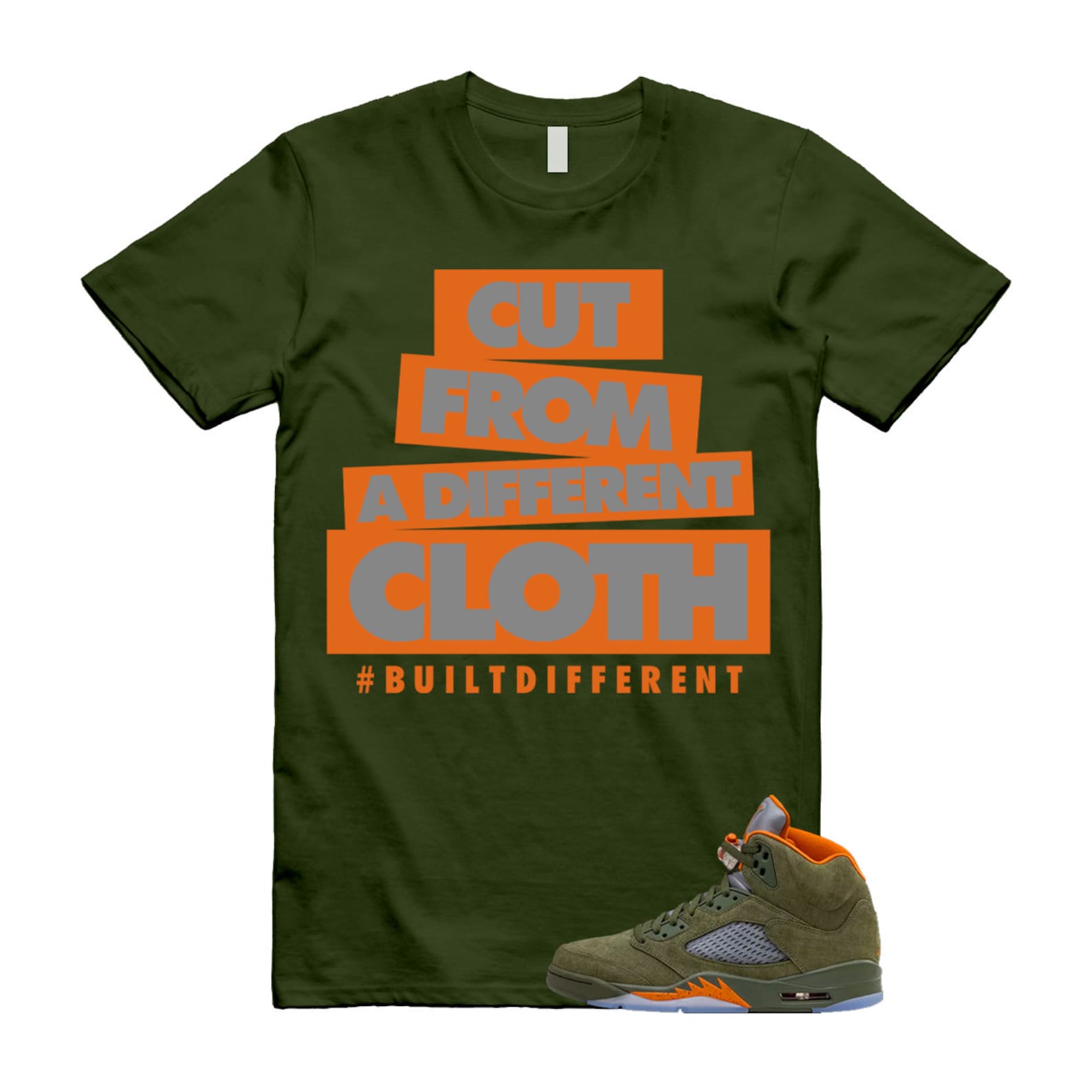 5 Olive Army Solar Orange Black Retro T Shirt Match CLOTH, DD0587-308 T-Shirt, Sneaker Match Tee