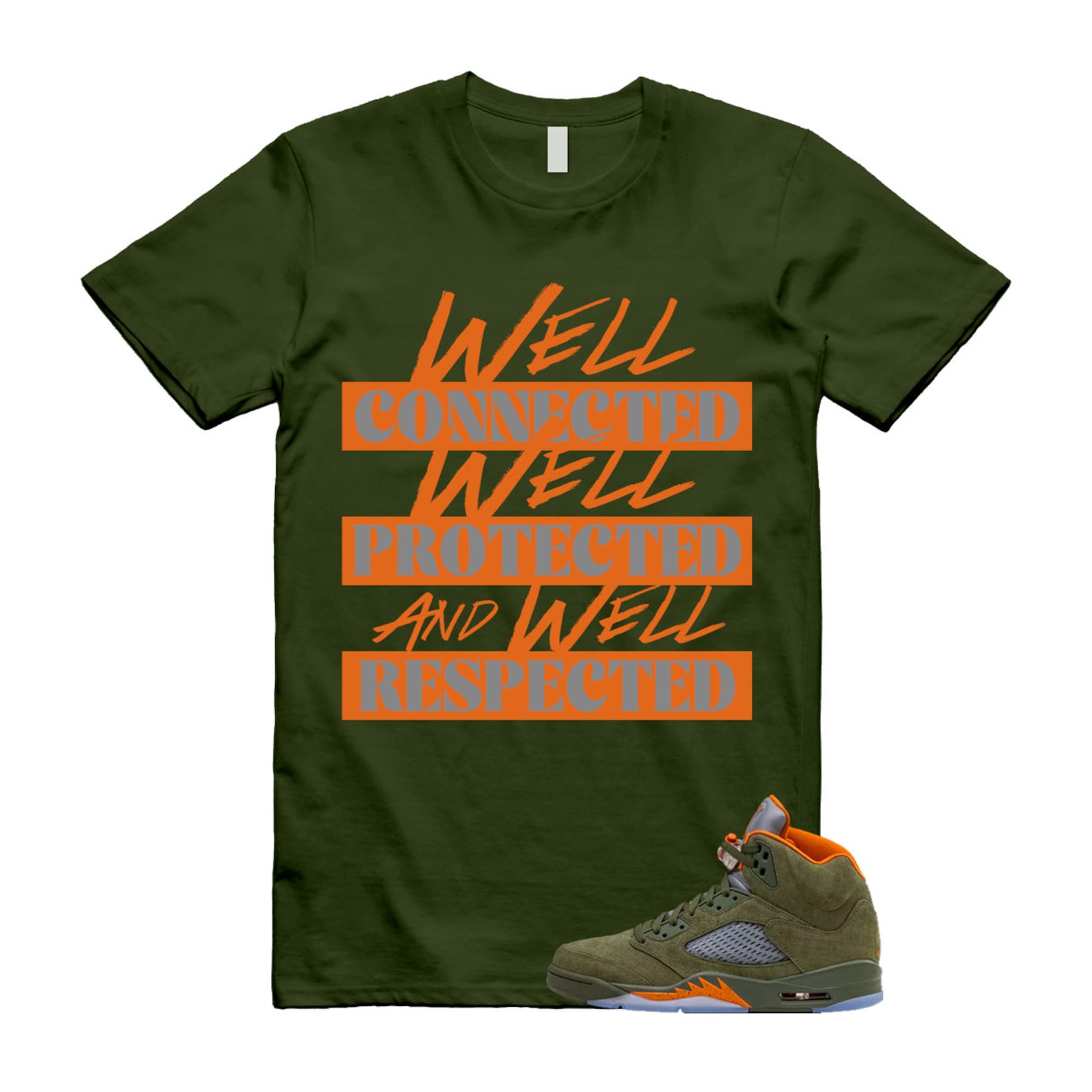 5 Olive Army Solar Orange Black Retro T Shirt Match WELL, DD0587-308 T-Shirt, Sneaker Match Tee