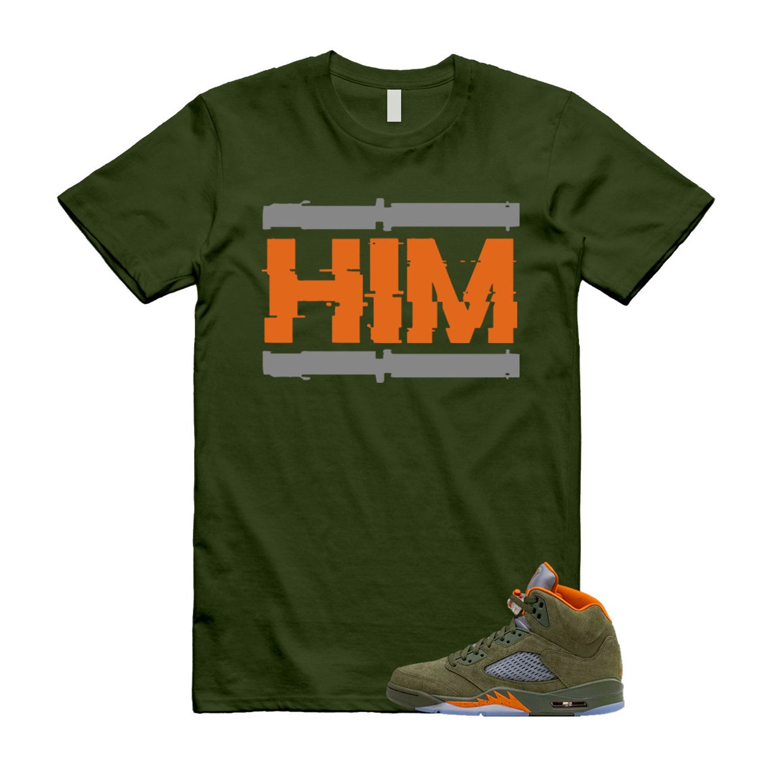 5 Olive Army Solar Orange Black Retro T Shirt Match HIM, DD0587-308 T-Shirt, Sneaker Match Tee