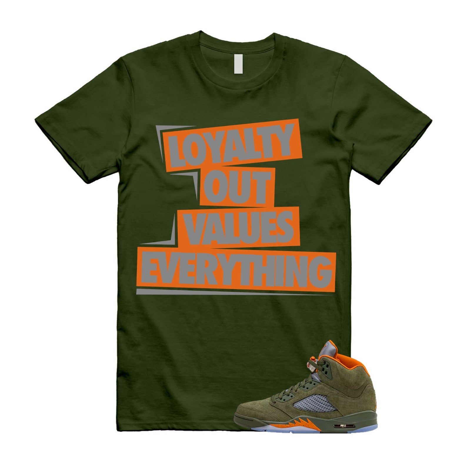 5 Olive Army Solar Orange Black Retro T Shirt Match LOVE, DD0587-308 T-Shirt, Sneaker Match Tee