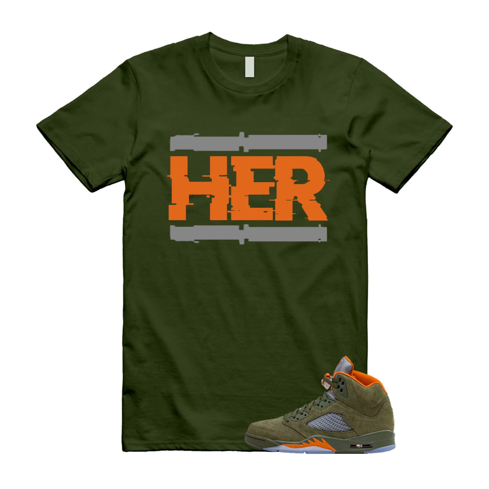 5 Olive Army Solar Orange Black Retro T Shirt Match HER, DD0587-308 T-Shirt, Sneaker Match Tee