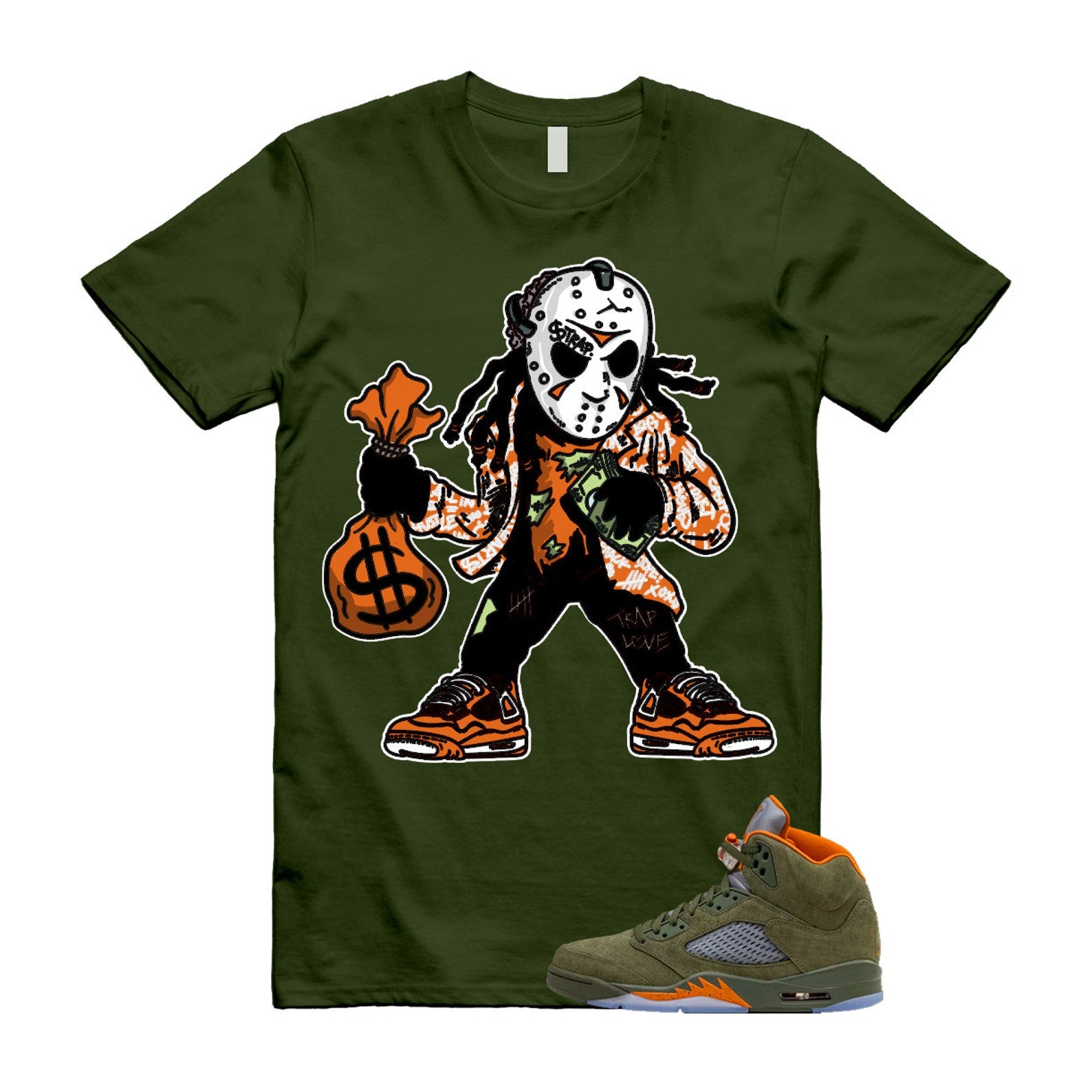 5 Olive Army Solar Orange Black Retro T Shirt Match JASON, DD0587-308 T-Shirt, Sneaker Match Tee