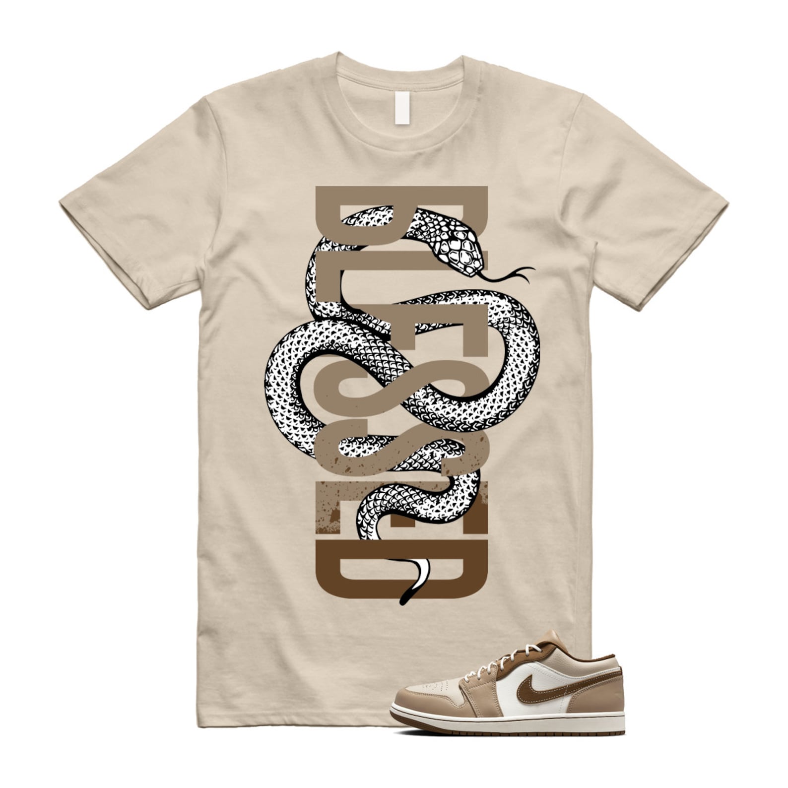 1 Hemp Light British Tan Low SE Sail Oatmeal T Shirt Match SNAKEBLS, HF5753-221 T-Shirt, Sneaker Match Tee