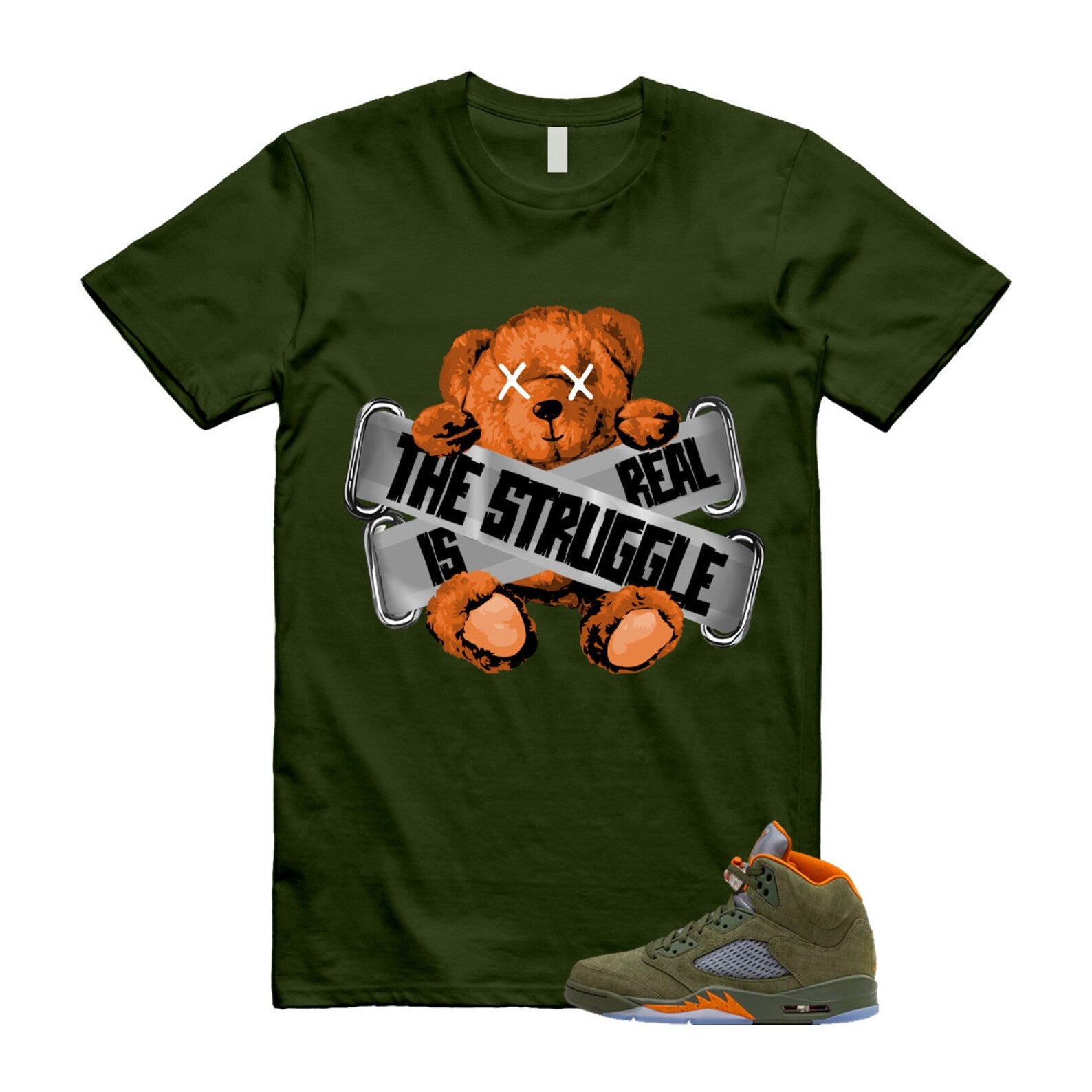 5 Olive Army Solar Orange Black Retro T Shirt Match TSIR, DD0587-308 T-Shirt, Sneaker Match Tee