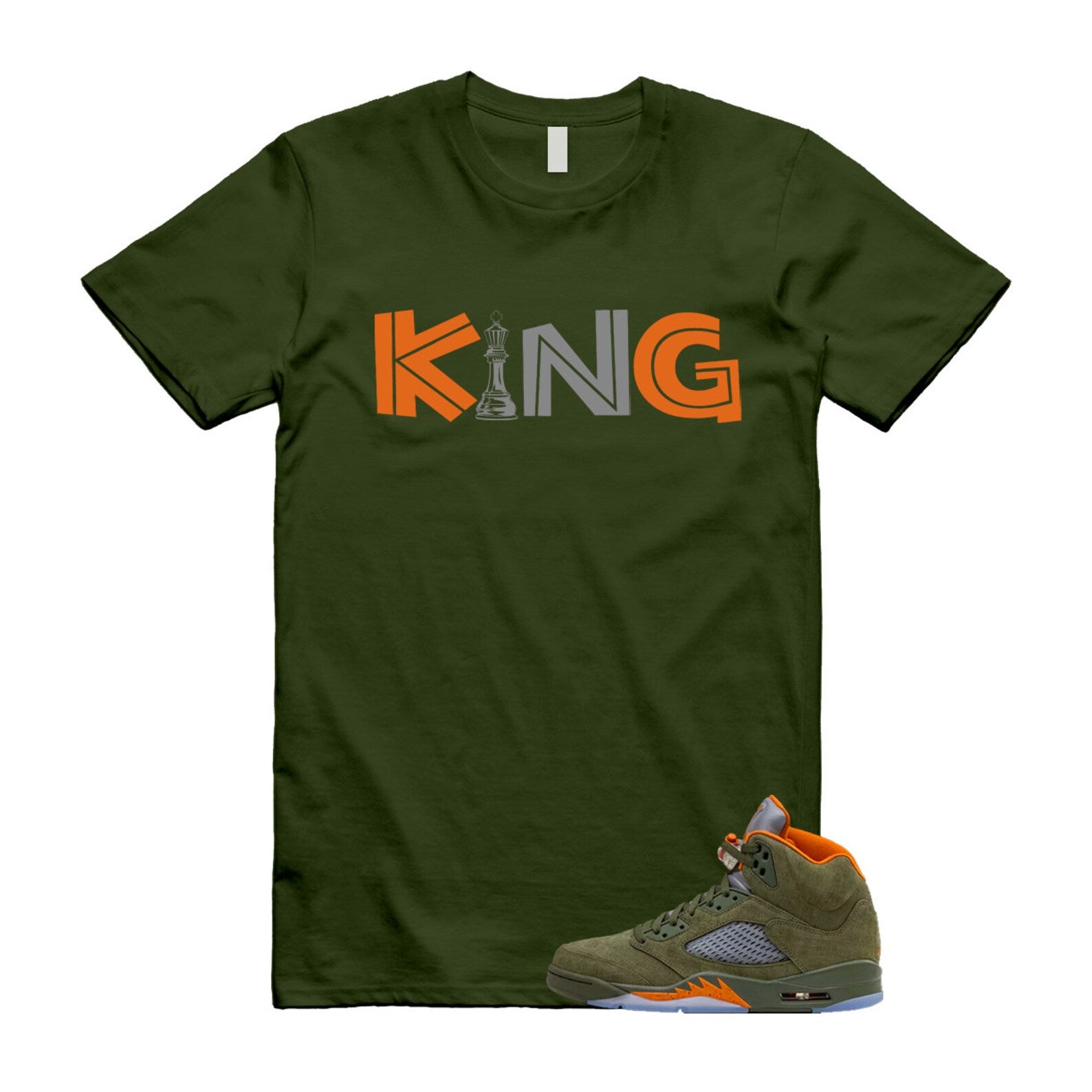 5 Olive Army Solar Orange Black Retro T Shirt Match KING, DD0587-308 T-Shirt, Sneaker Match Tee