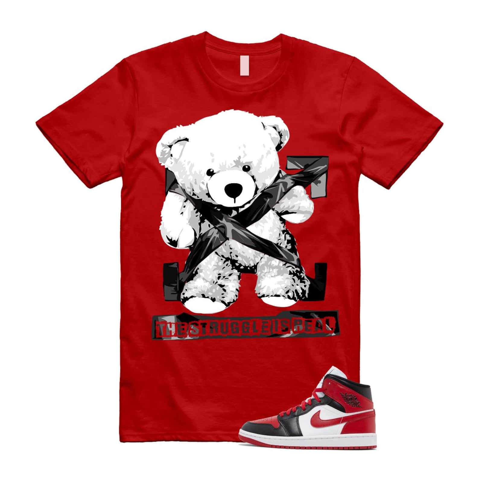 1 Alternate Bred Toe Gym Red Black White Mid T Shirt Match STRUG ,BQ6472-079 T-Shirt, Sneaker Match Tee