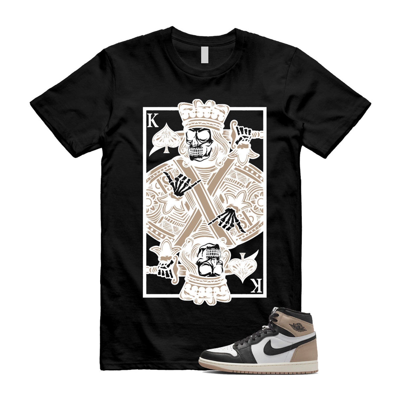 1 Latte High OG Legend Medium Brown White Sail Black T Shirt Match KC, FD2597-021 T-Shirt, Sneaker Match Tee