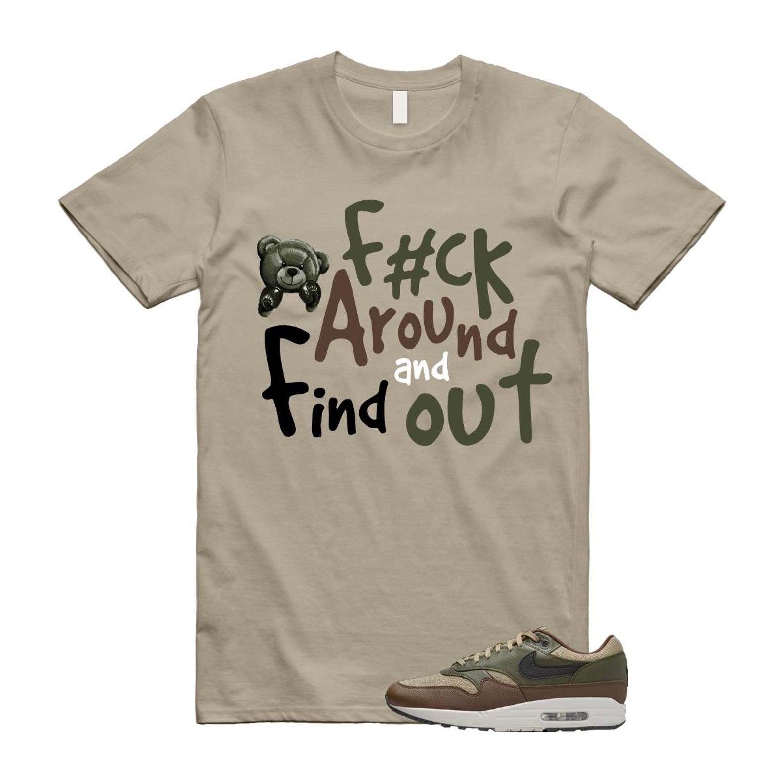 Air Max 1 Essential Premium Cargo Khaki Neutral Olive Cacao Wow T Shirt Match FCK T-Shirt, Sneaker Match Tee