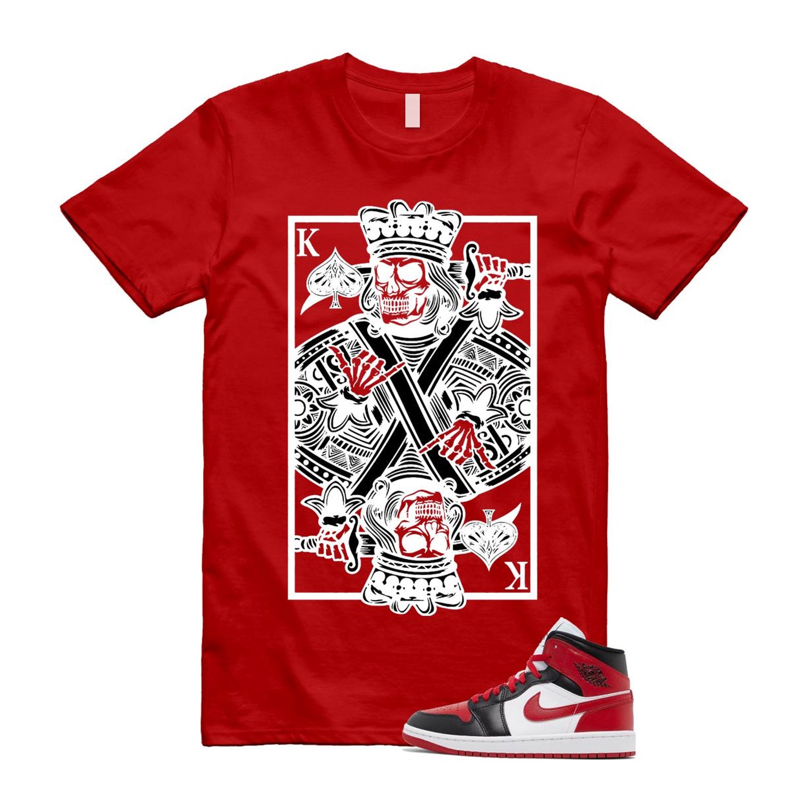1 Alternate Bred Toe Gym Red Black White Mid T Shirt Match KC ,BQ6472-079 T-Shirt, Sneaker Match Tee