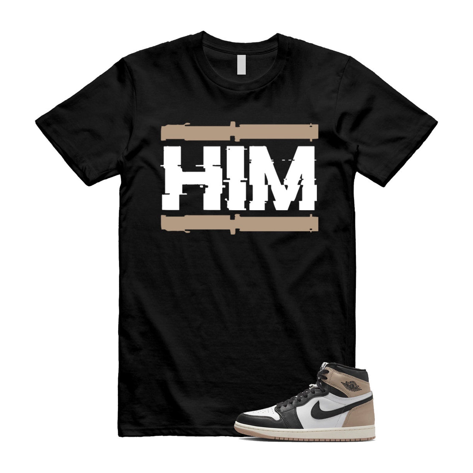 1 Latte High OG Legend Medium Brown White Sail Black T Shirt Match HIM, FD2597-021 T-Shirt, Sneaker Match Tee