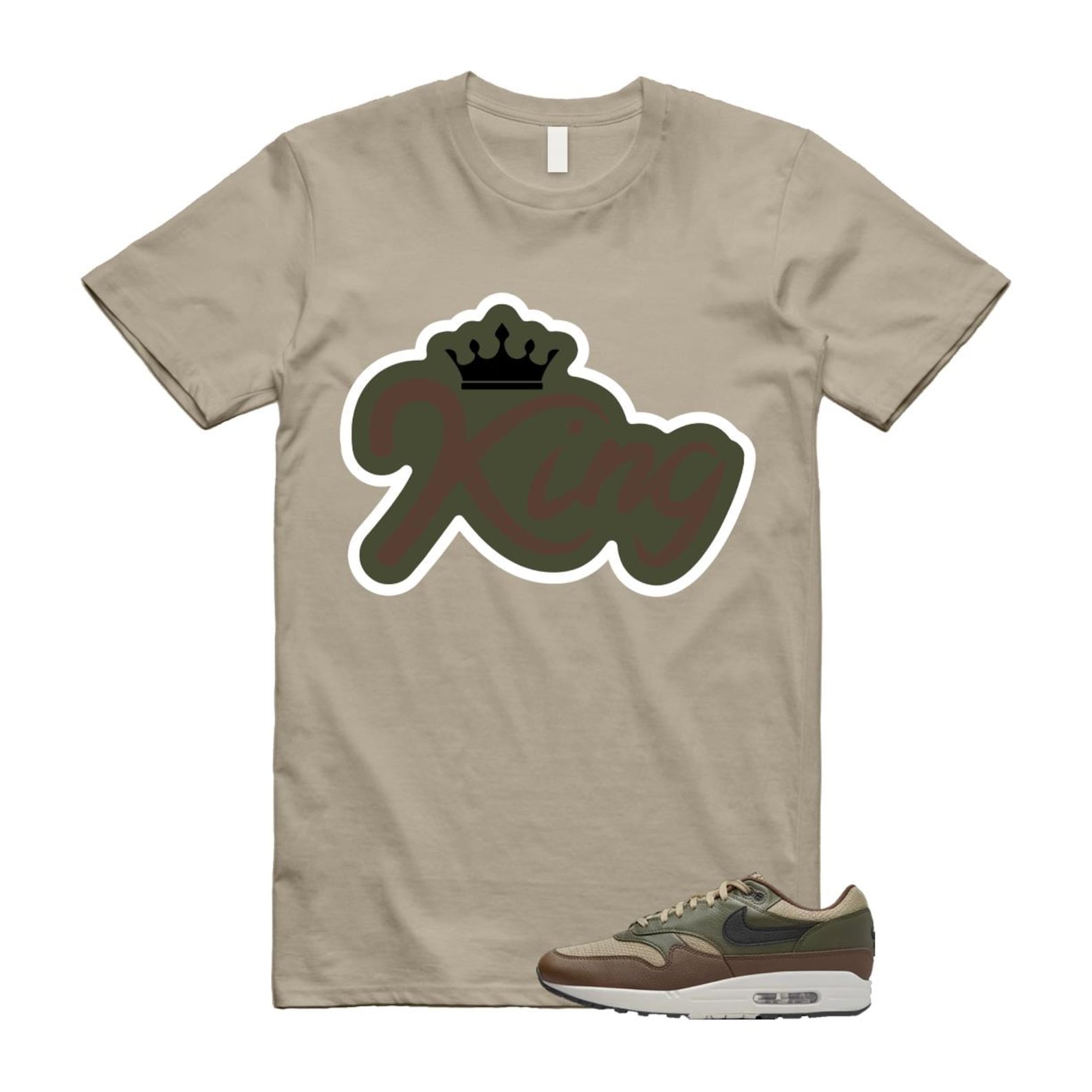 Air Max 1 Essential Premium Cargo Khaki Neutral Olive Cacao Wow T Shirt Match K2 T-Shirt, Sneaker Match Tee