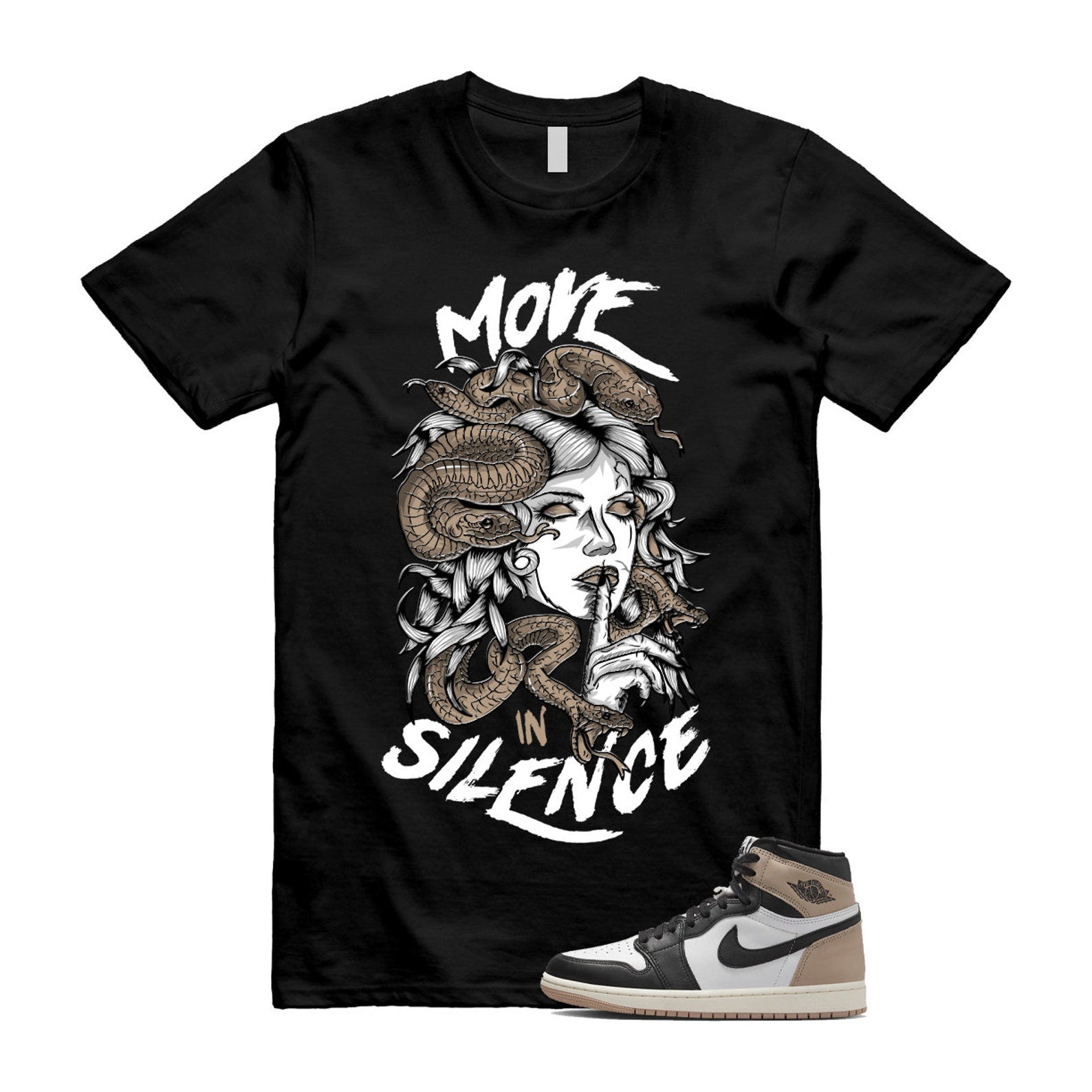 1 Latte High OG Legend Medium Brown White Sail Black T Shirt Match MIS, FD2597-021 T-Shirt, Sneaker Match Tee