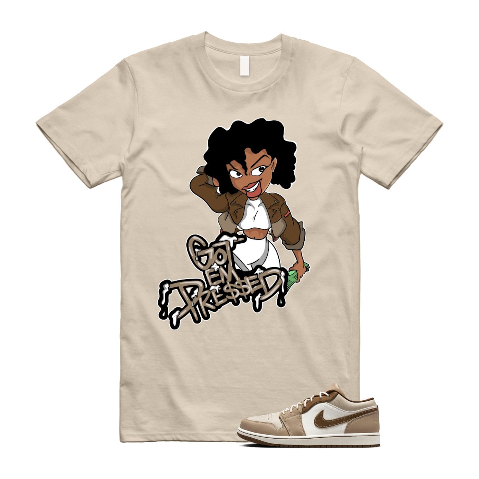 1 Hemp Light British Tan Low SE Sail Oatmeal T Shirt Match PRESSED, HF5753-221 T-Shirt, Sneaker Match Tee