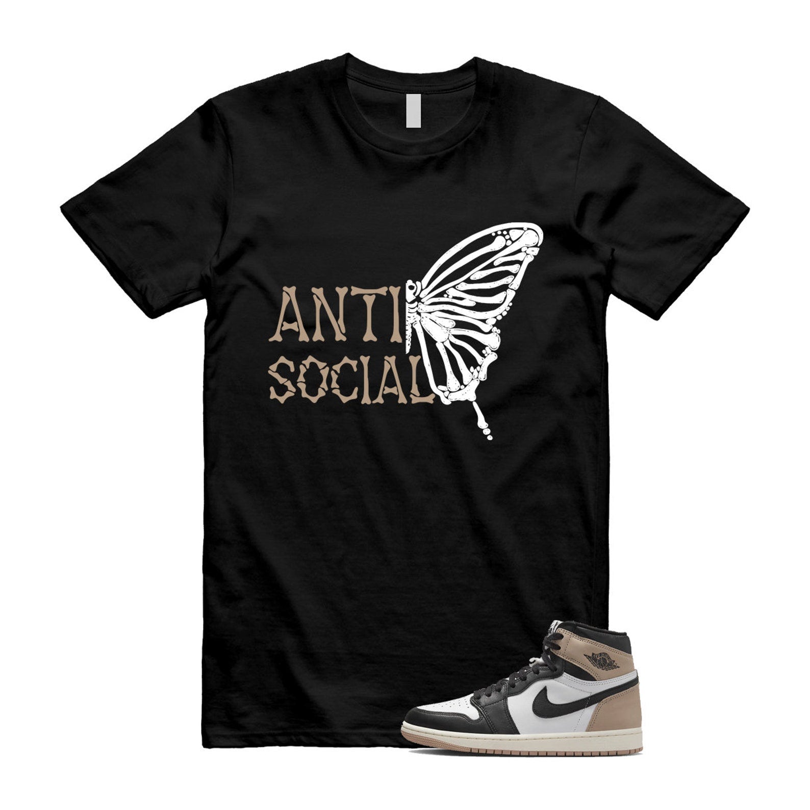 1 Latte High OG Legend Medium Brown White Sail Black T Shirt Match ASB, FD2597-021 T-Shirt, Sneaker Match Tee