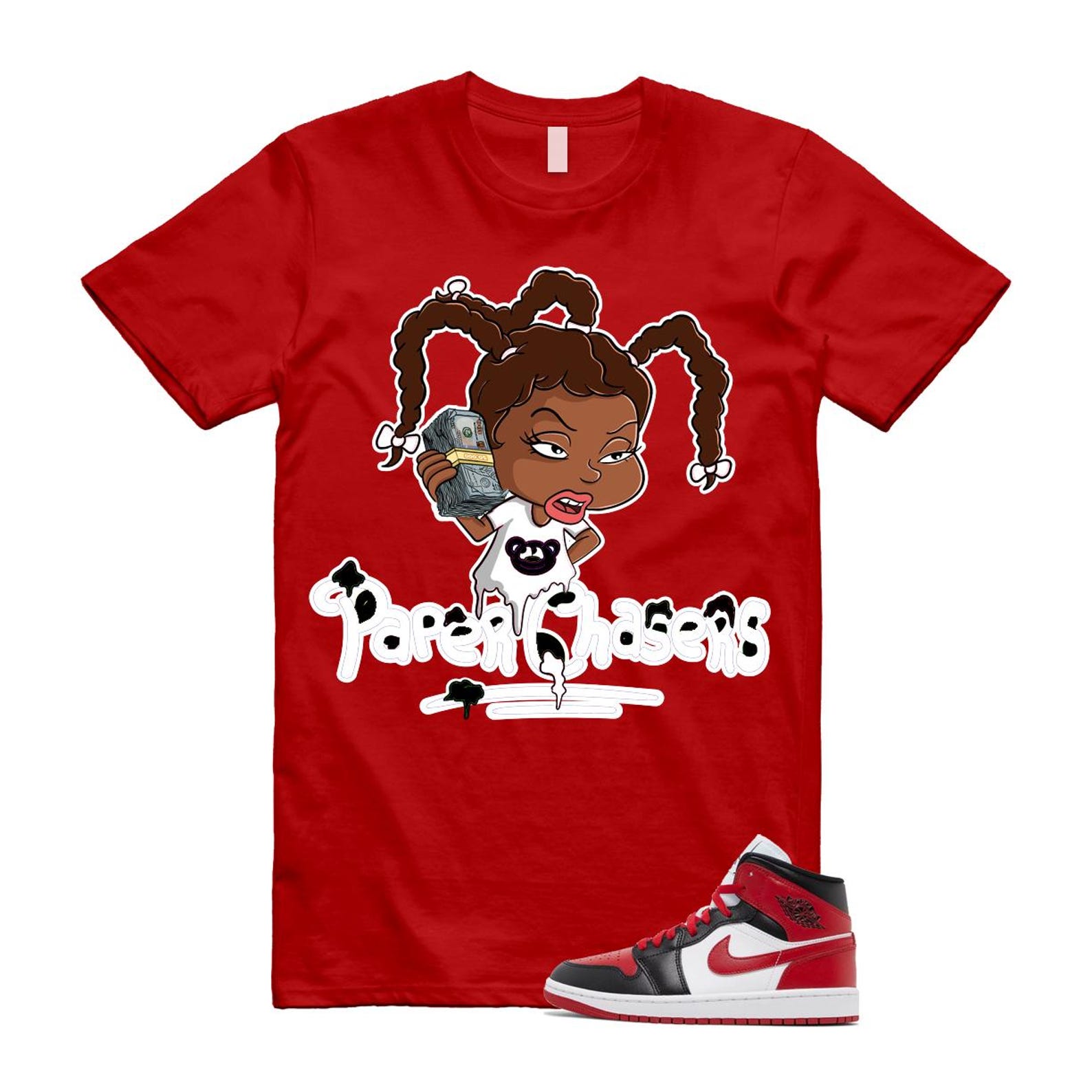 1 Alternate Bred Toe Gym Red Black White Mid T Shirt Match PC ,BQ6472-079 T-Shirt, Sneaker Match Tee