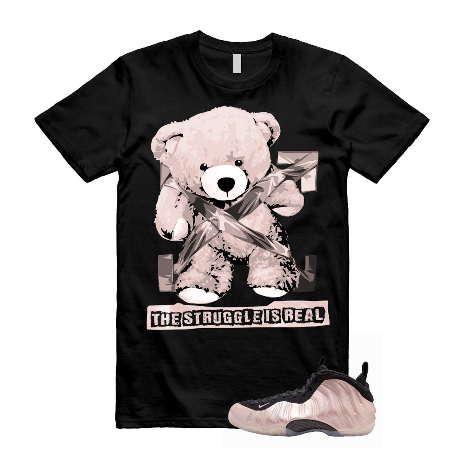 Foamposite Cherry Blossom Air One DMV Platinum Violet Pink Rise White Black T Shirt Match STRUG T-Shirt, Sneaker Match Tee