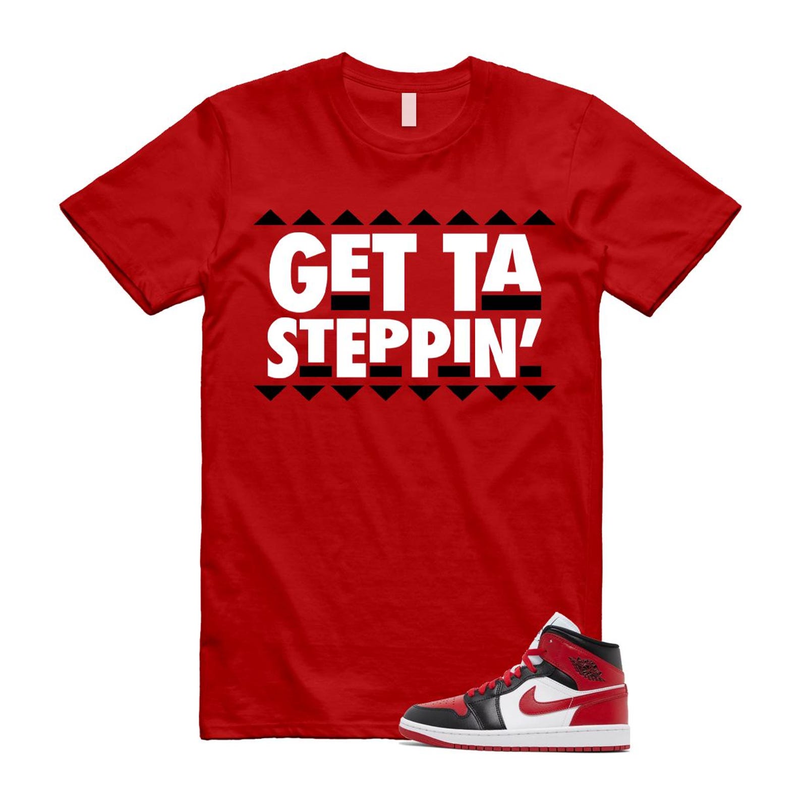 1 Alternate Bred Toe Gym Red Black White Mid T Shirt Match GET ,BQ6472-079 T-Shirt, Sneaker Match Tee