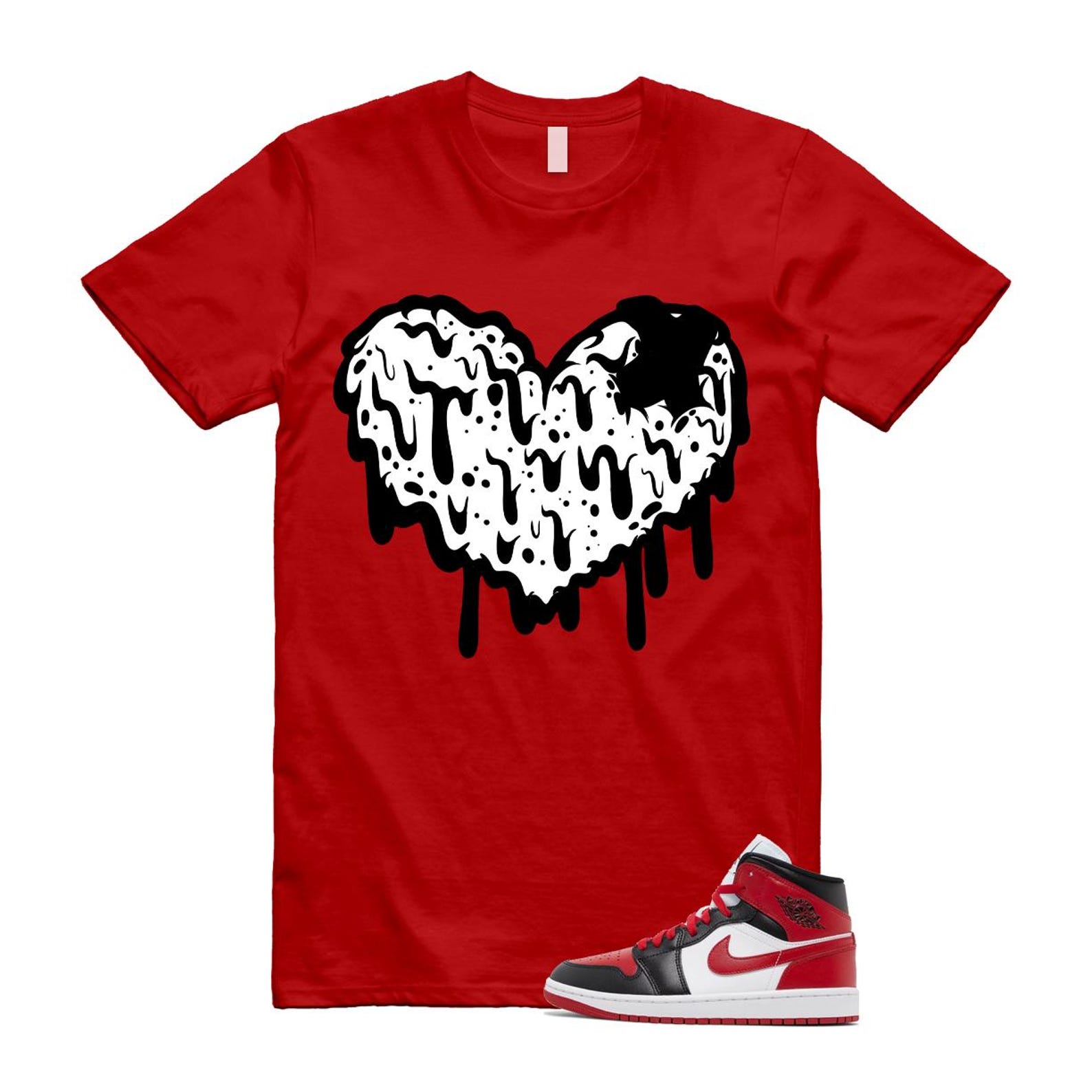 1 Alternate Bred Toe Gym Red Black White Mid T Shirt Match DRHRT ,BQ6472-079 T-Shirt, Sneaker Match Tee