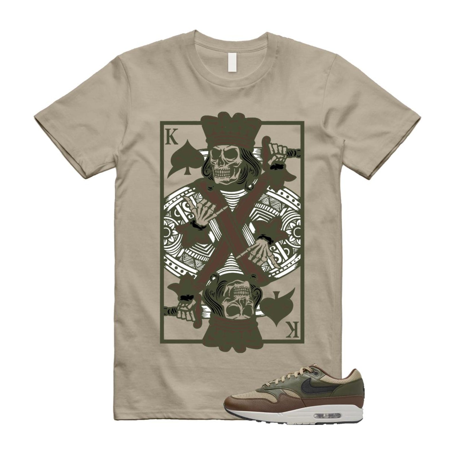 Air Max 1 Essential Premium Cargo Khaki Neutral Olive Cacao Wow T Shirt Match KC T-Shirt, Sneaker Match Tee