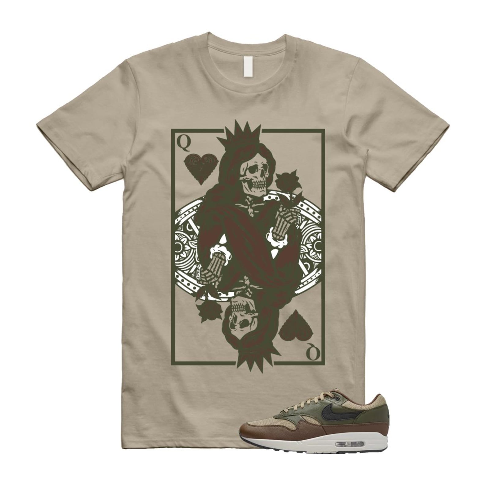 Air Max 1 Essential Premium Cargo Khaki Neutral Olive Cacao Wow T Shirt Match QC T-Shirt, Sneaker Match Tee