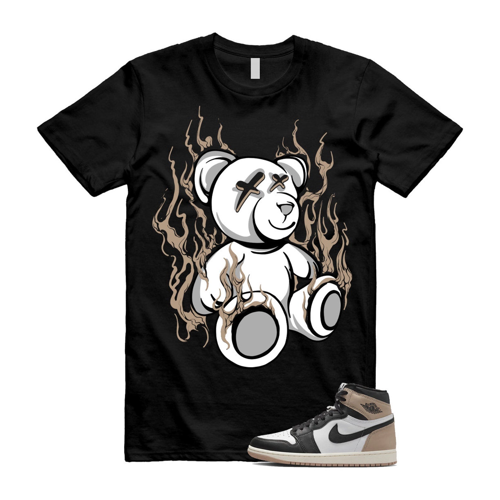 1 Latte High OG Legend Medium Brown White Sail Black T Shirt Match LIT, FD2597-021 T-Shirt, Sneaker Match Tee