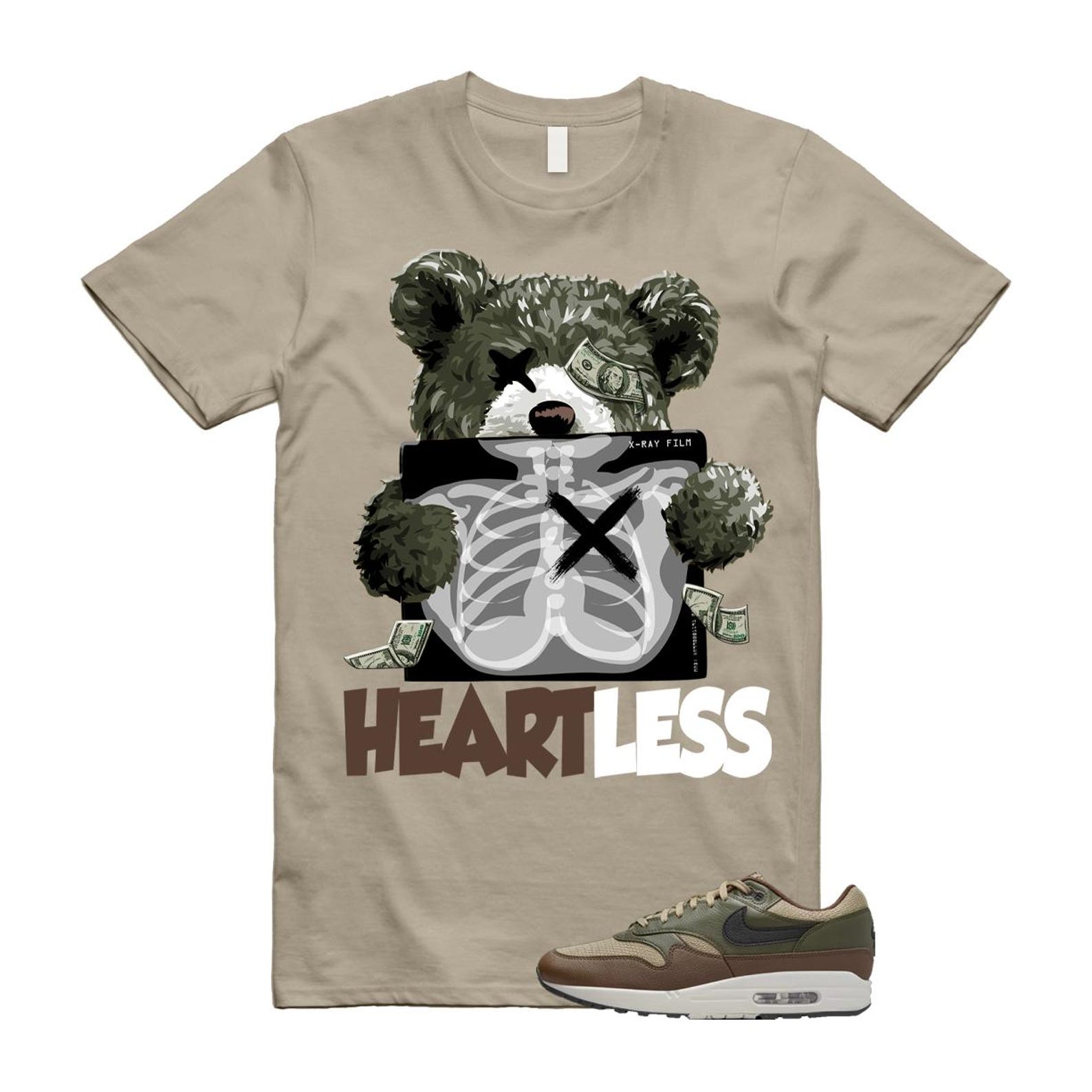 Air Max 1 Essential Premium Cargo Khaki Neutral Olive Cacao Wow T Shirt Match HEART T-Shirt, Sneaker Match Tee