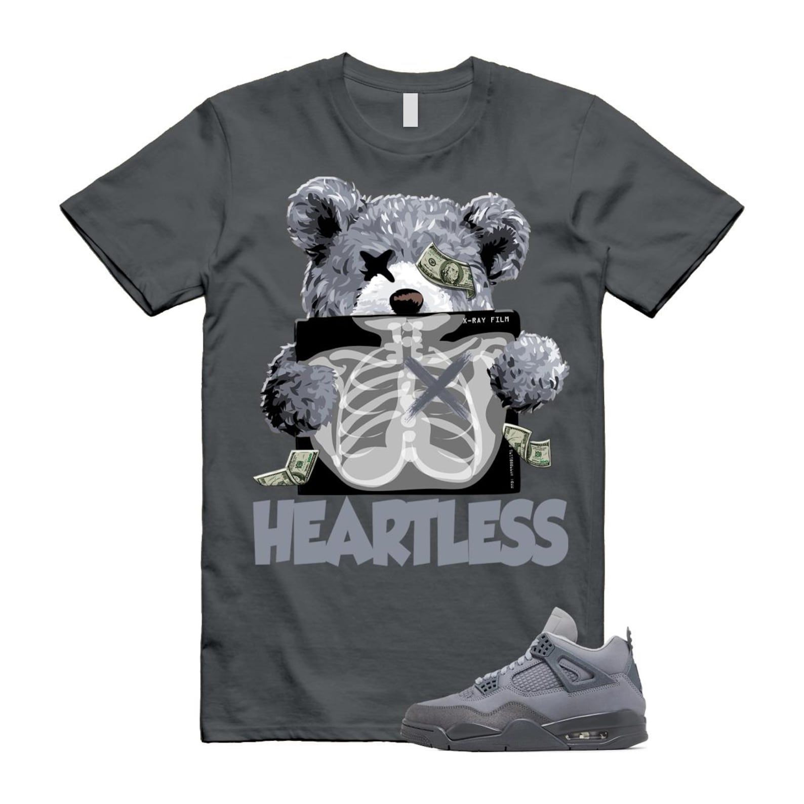 4 Wet Cement Smoke Iron Grey Retro SE T Shirt Match HEART T-Shirt, Sneaker Match Tee