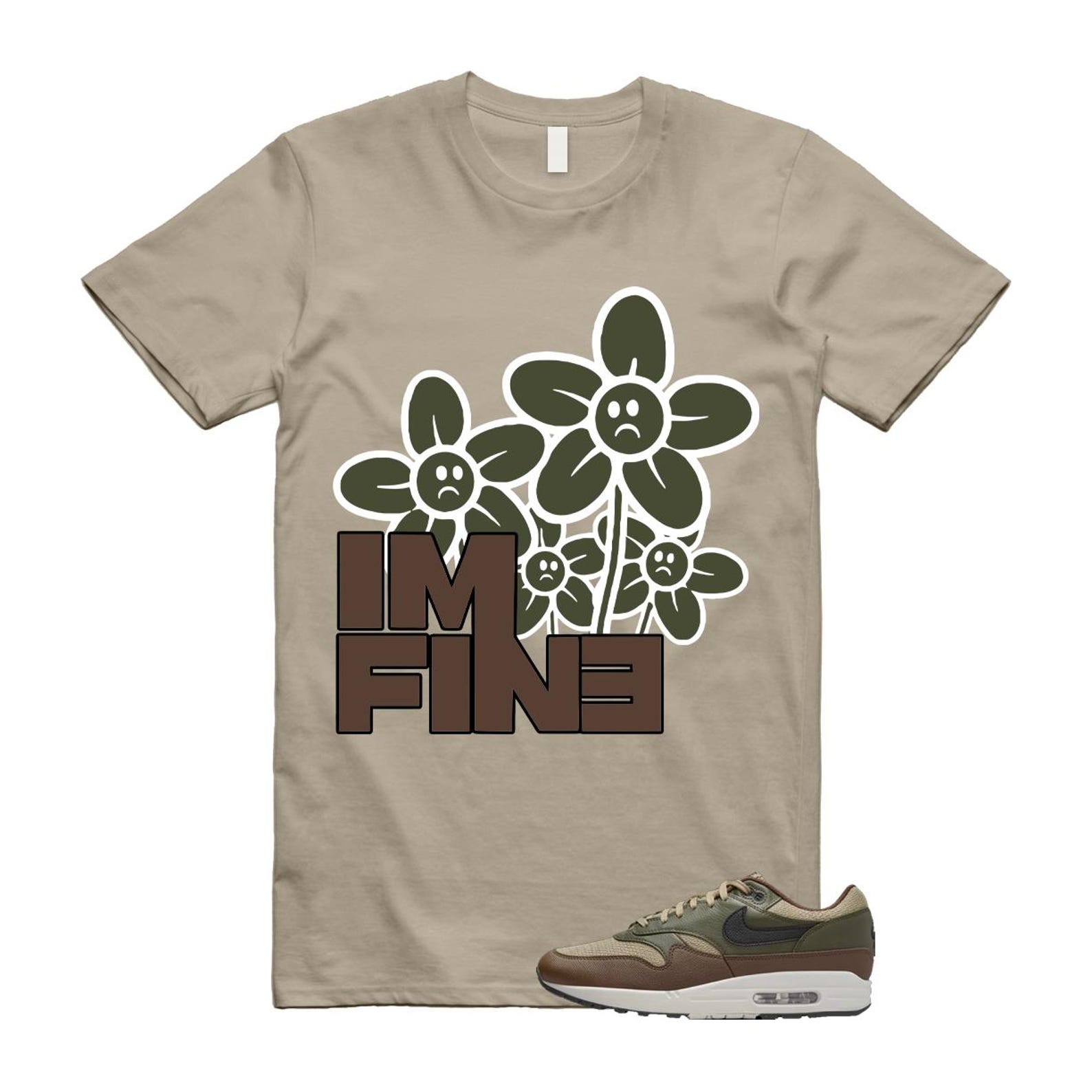 Air Max 1 Essential Premium Cargo Khaki Neutral Olive Cacao Wow T Shirt Match FINE T-Shirt, Sneaker Match Tee