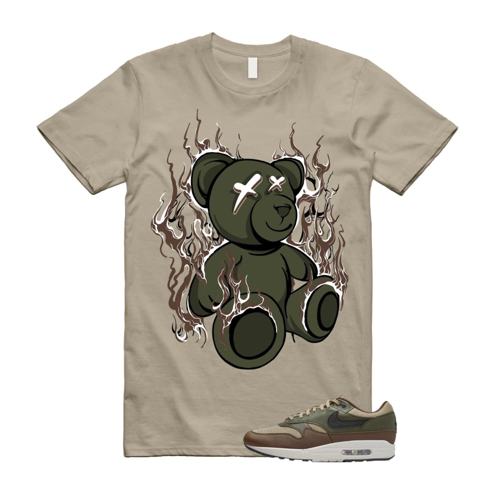 Air Max 1 Essential Premium Cargo Khaki Neutral Olive Cacao Wow T Shirt Match LIT T-Shirt, Sneaker Match Tee