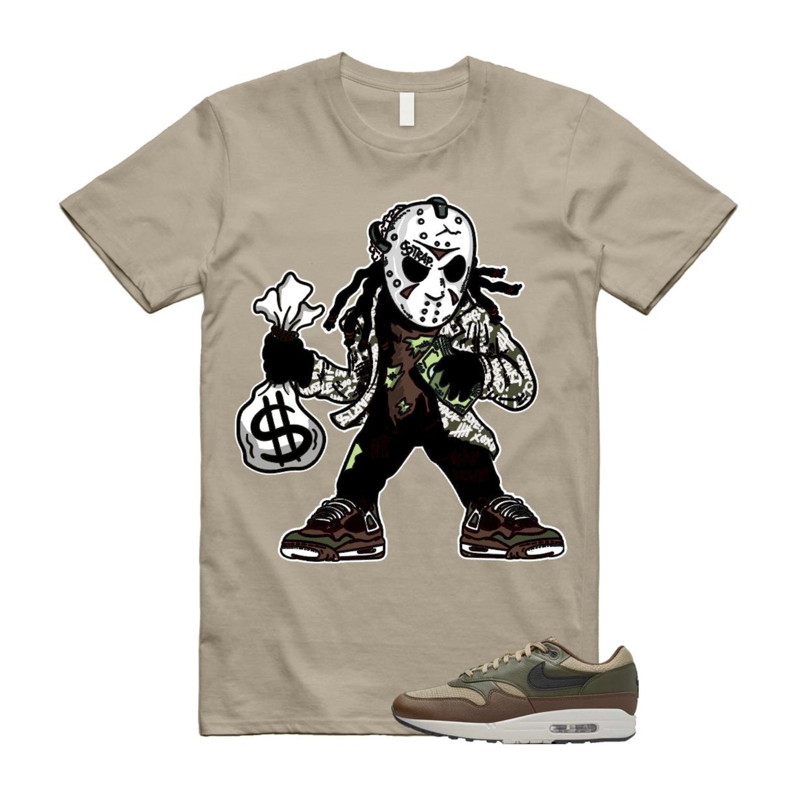 Air Max 1 Essential Premium Cargo Khaki Neutral Olive Cacao Wow T Shirt Match JASON T-Shirt, Sneaker Match Tee