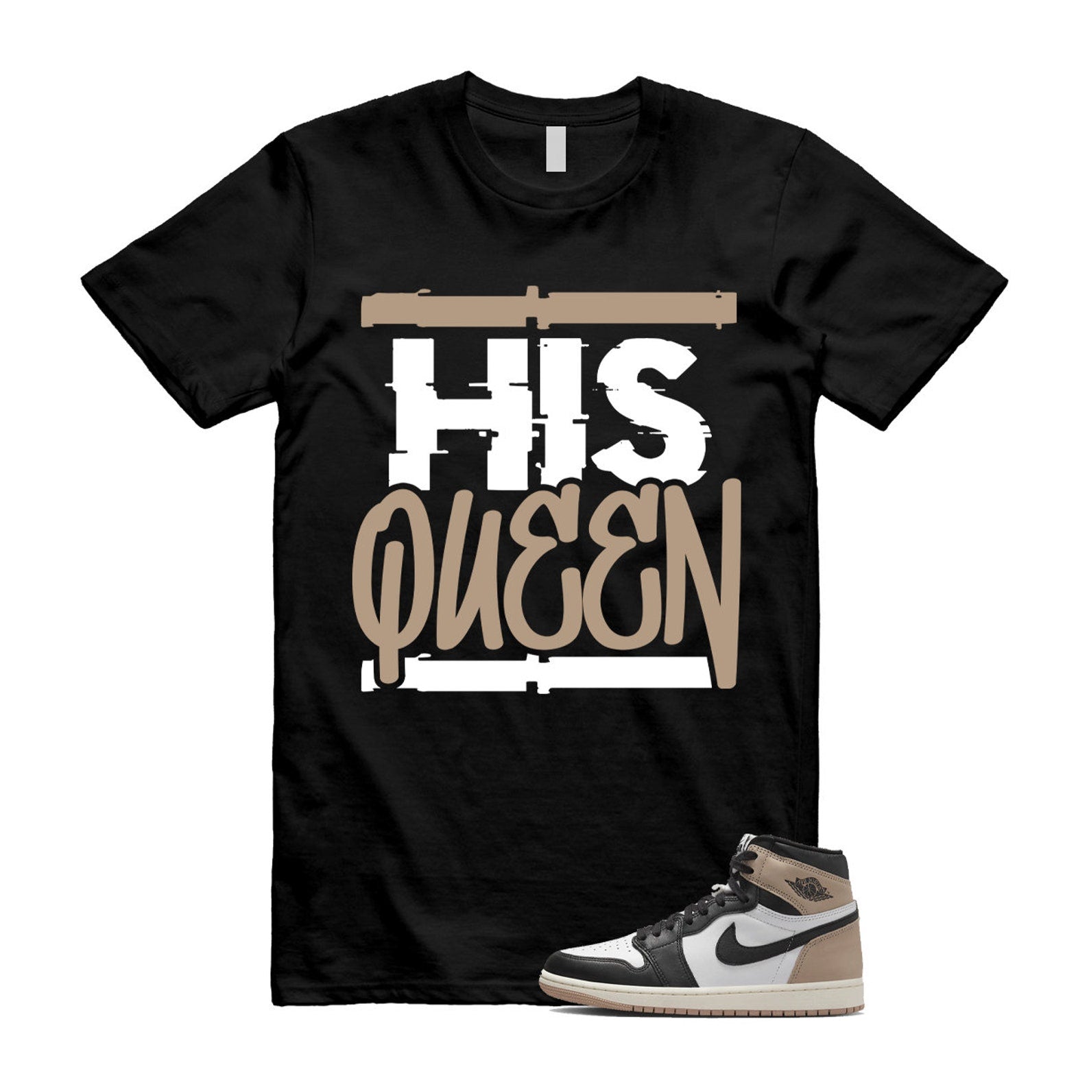 1 Latte High OG Legend Medium Brown White Sail Black T Shirt Match HQ, FD2597-021 T-Shirt, Sneaker Match Tee