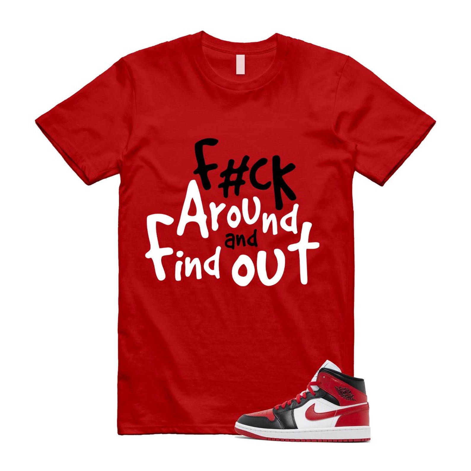 1 Alternate Bred Toe Gym Red Black White Mid T Shirt Match FCK2 ,BQ6472-079 T-Shirt, Sneaker Match Tee