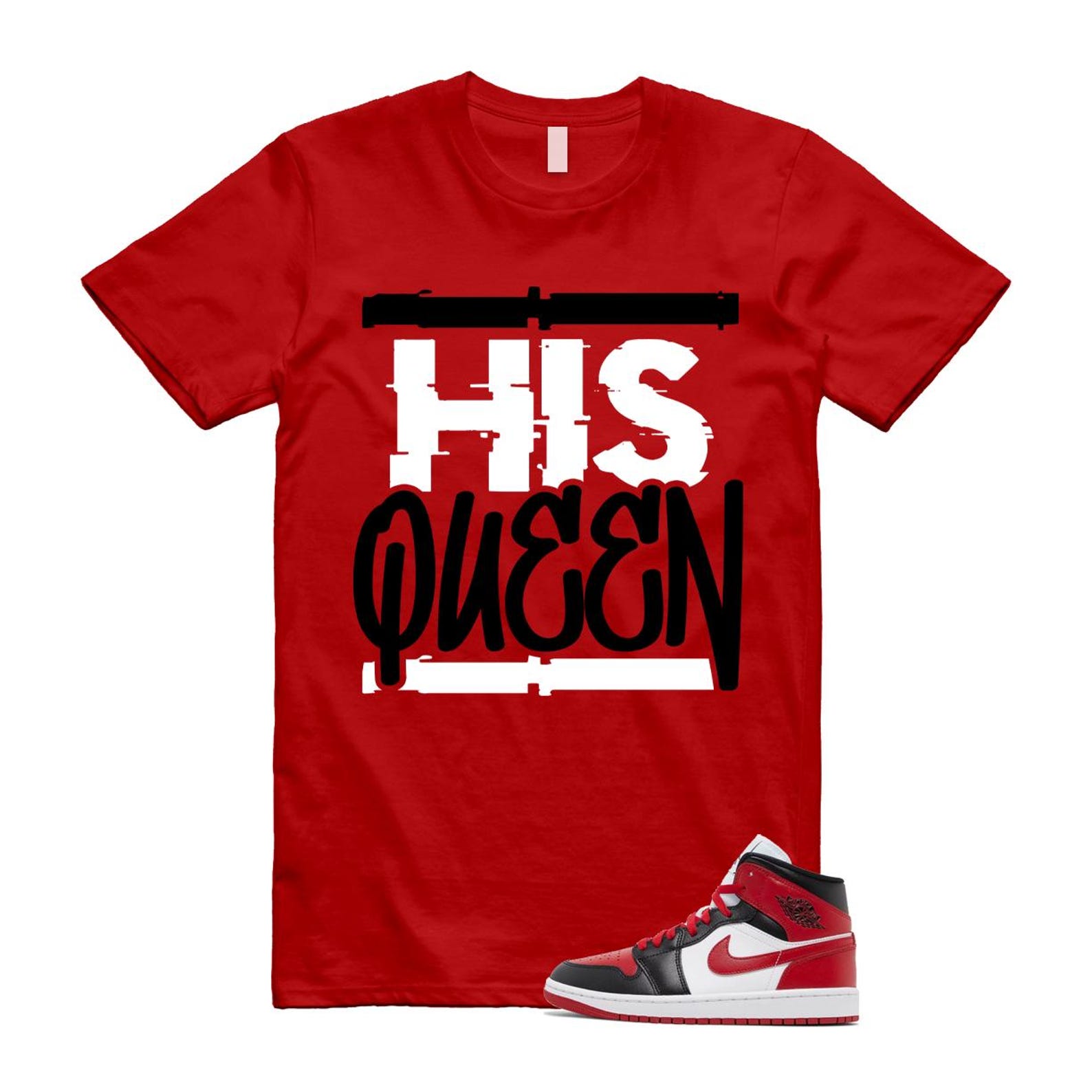 1 Alternate Bred Toe Gym Red Black White Mid T Shirt Match HQ ,BQ6472-079 T-Shirt, Sneaker Match Tee