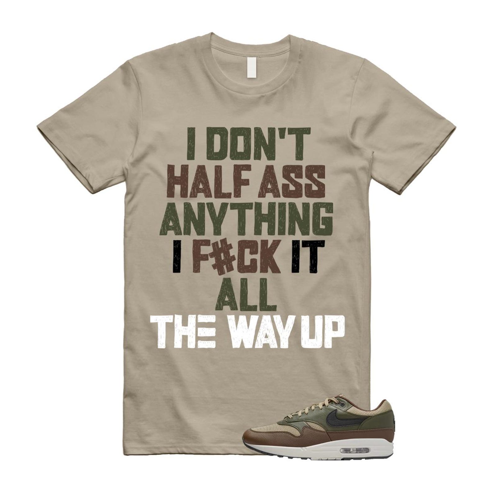 Air Max 1 Essential Premium Cargo Khaki Neutral Olive Cacao Wow T Shirt Match HALF T-Shirt, Sneaker Match Tee