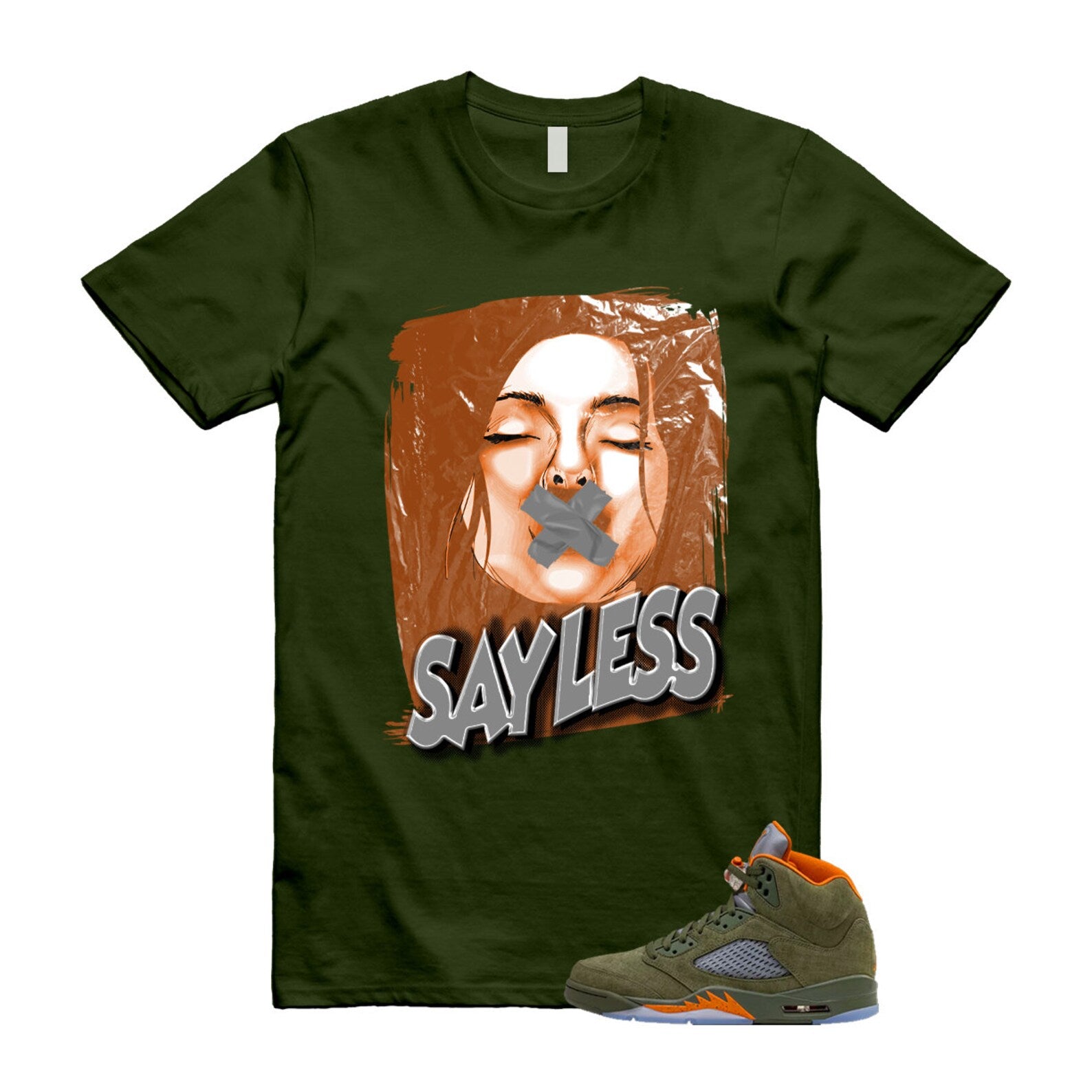 5 Olive Army Solar Orange Black Retro T Shirt Match SL T-Shirt, Sneaker Match Tee