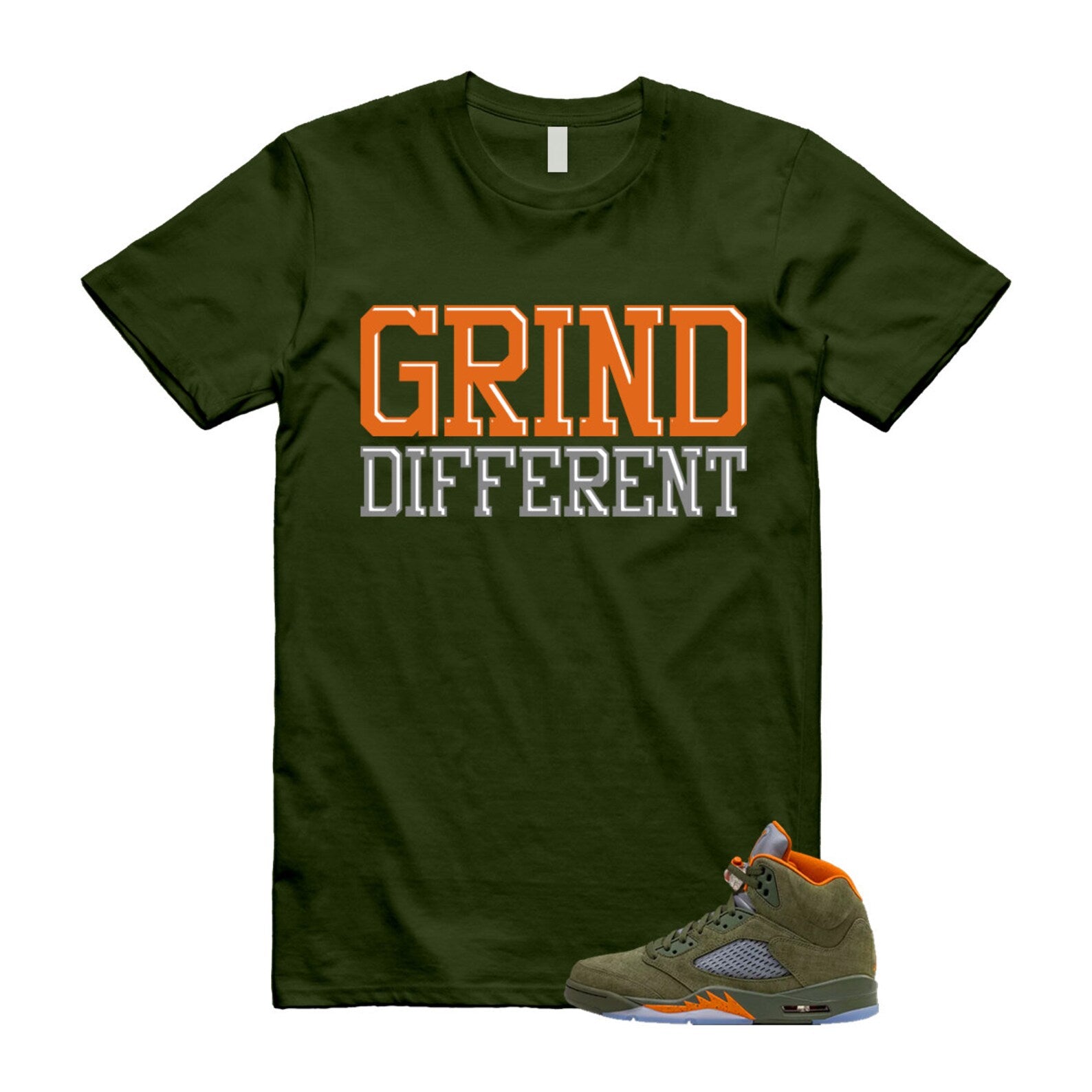 5 Olive Army Solar Orange Black Retro T Shirt Match GRD T-Shirt, Sneaker Match Tee