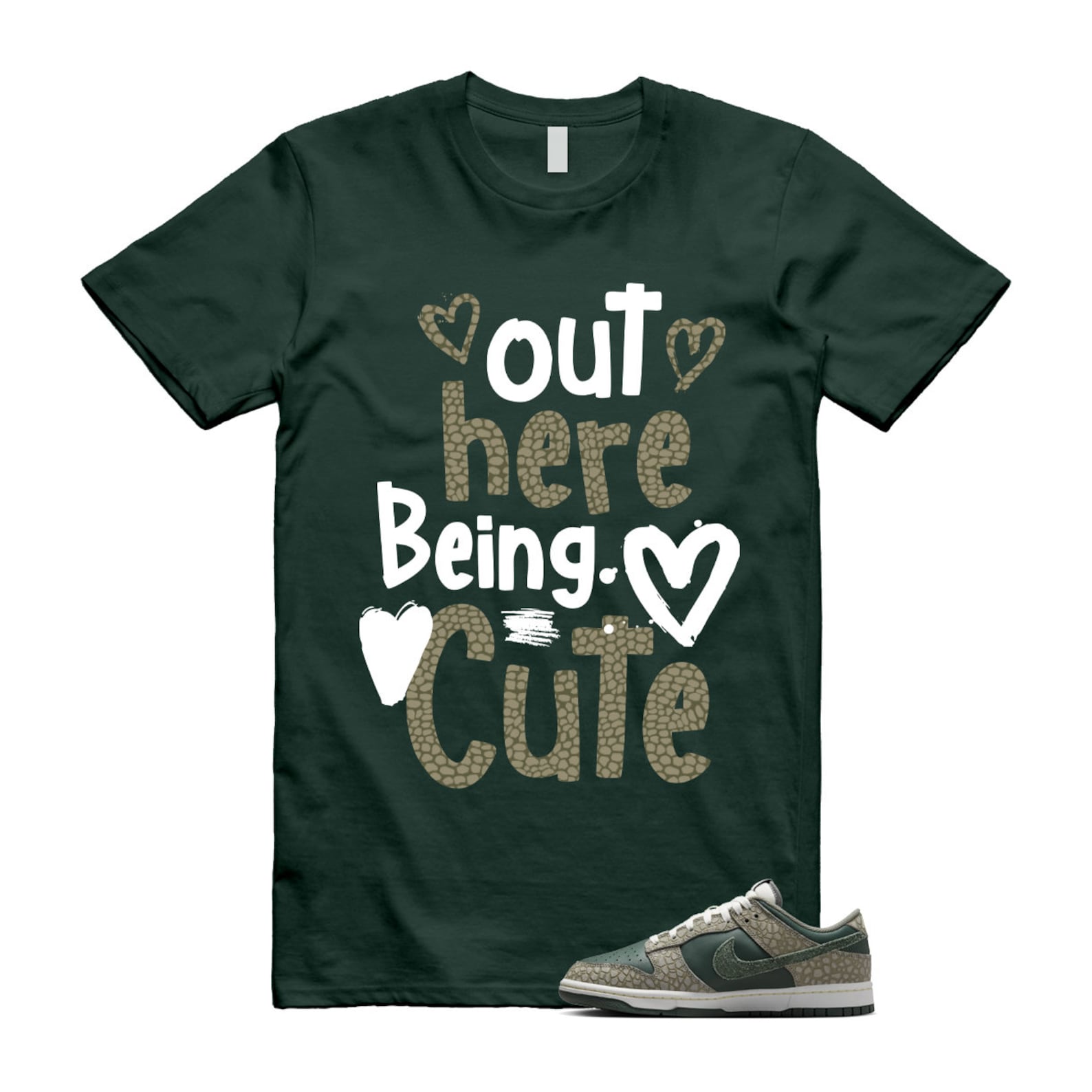 Dunk Urban Landscape 2.0 Low PRM Dark Stucco Vintage Green Summit White Alabaster T Shirt Match Out Here Being Cute T-Shirt, Sneaker Match Tee