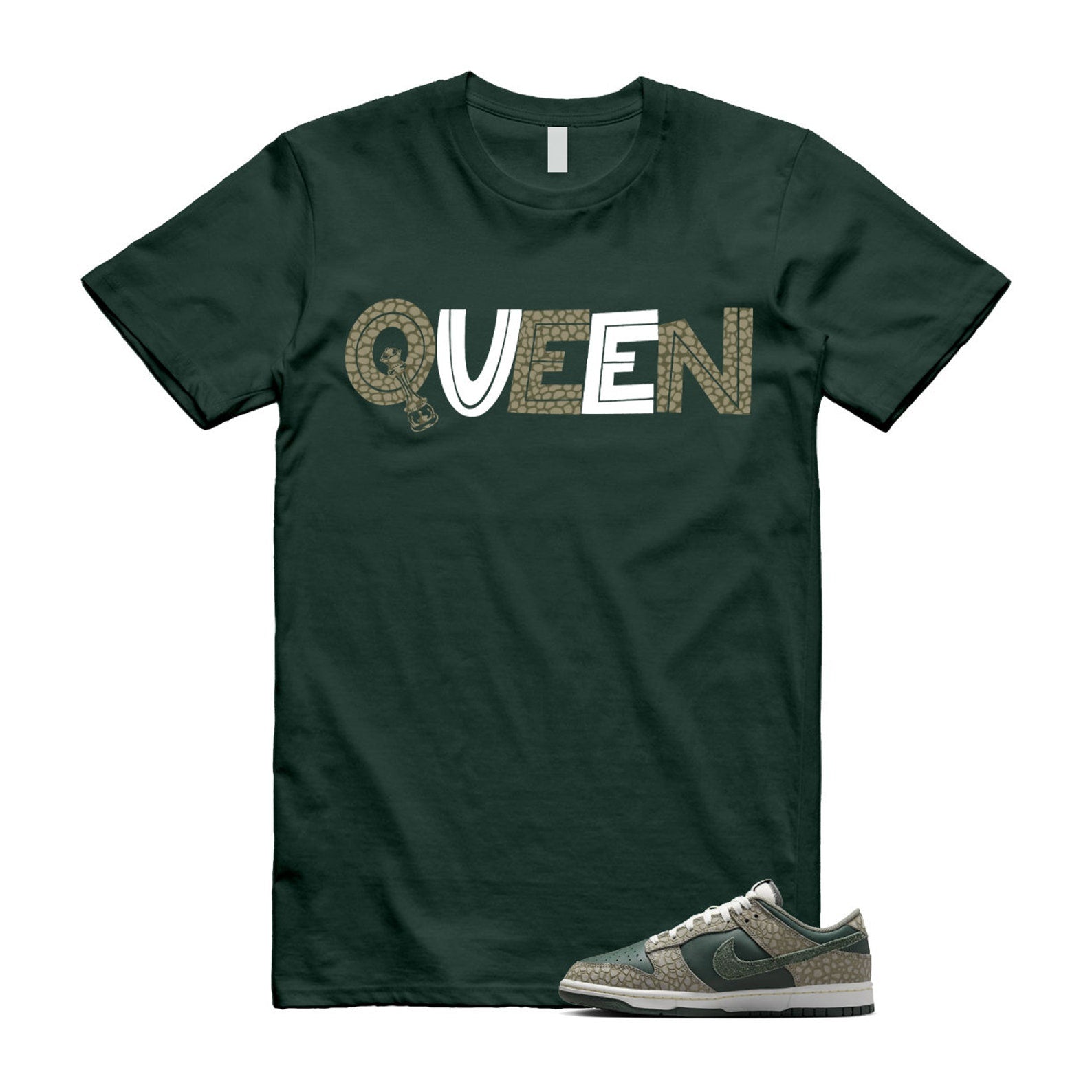 Dunk Urban Landscape 2.0 Low PRM Dark Stucco Vintage Green Summit White Alabaster T Shirt Match QUEEN T-Shirt, Sneaker Match Tee