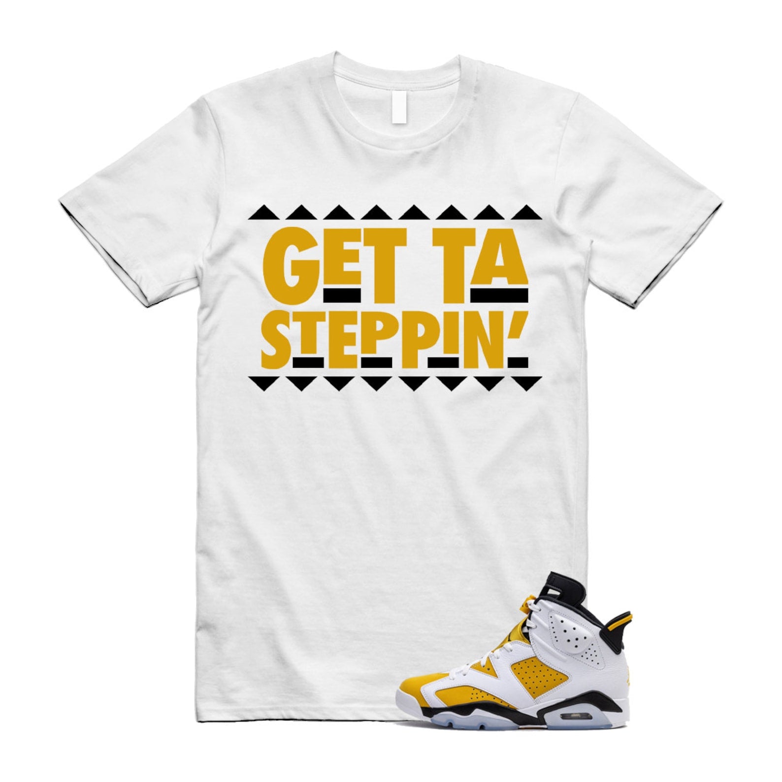 Yellow Ochre 6 Black White T Shirt Match GET T-Shirt, Sneaker Match Tee