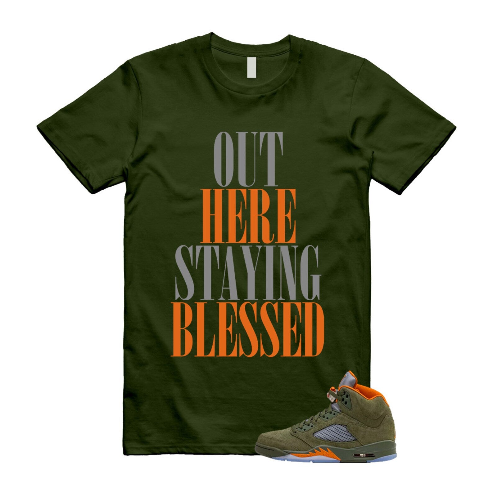 5 Olive Army Solar Orange Black Retro T Shirt Match STAYBLS T-Shirt, Sneaker Match Tee
