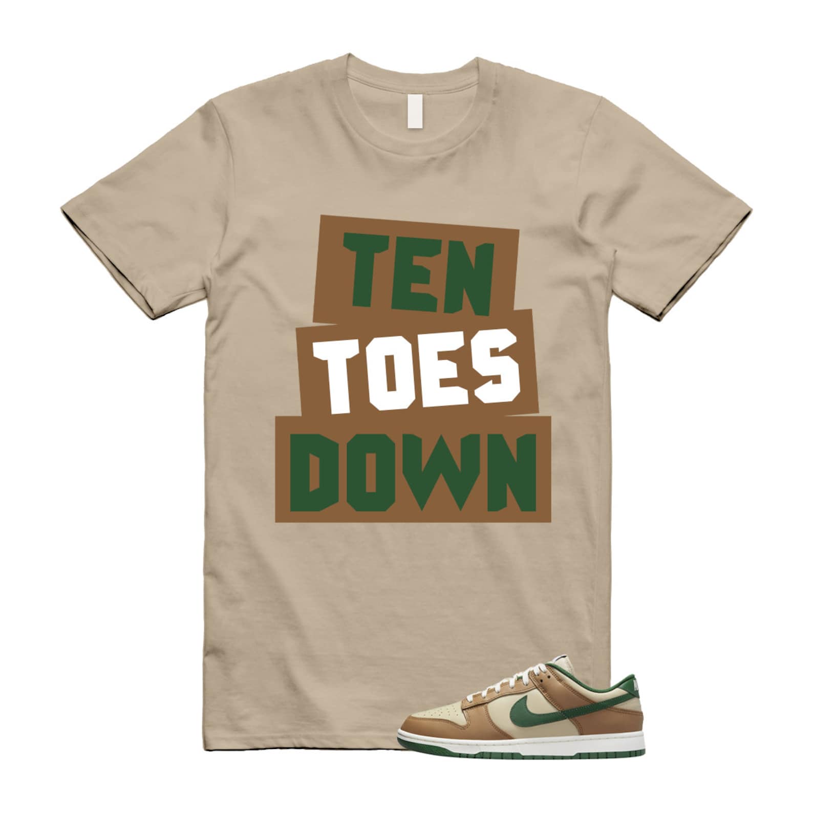 Dunk Tan Retro Rattan Gorge Green Sail Dark Driftwood Low T Shirt Match TTD T-Shirt, Sneaker Match Tee