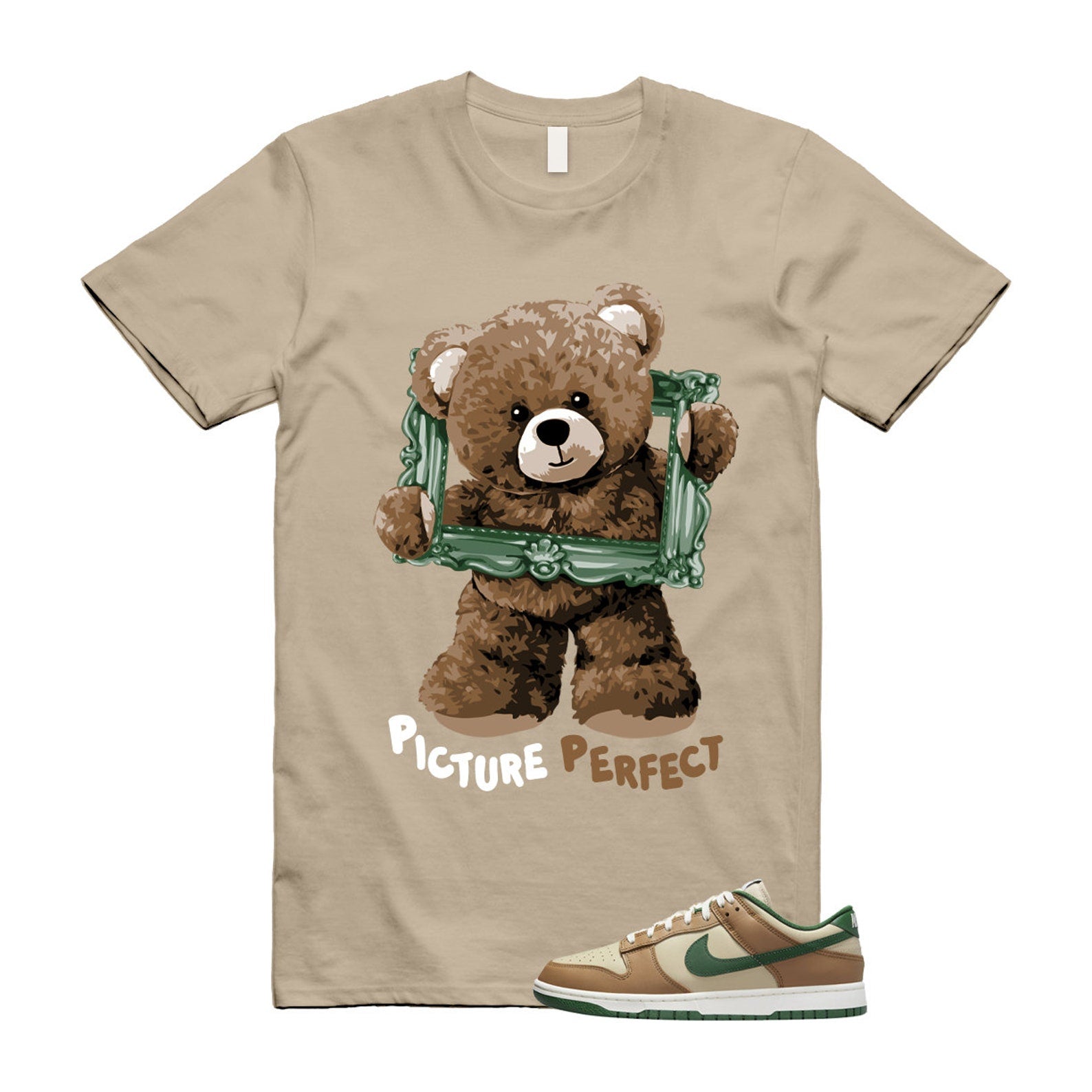 Dunk Tan Retro Rattan Gorge Green Sail Dark Driftwood Low T Shirt Match PIC T-Shirt, Sneaker Match Tee